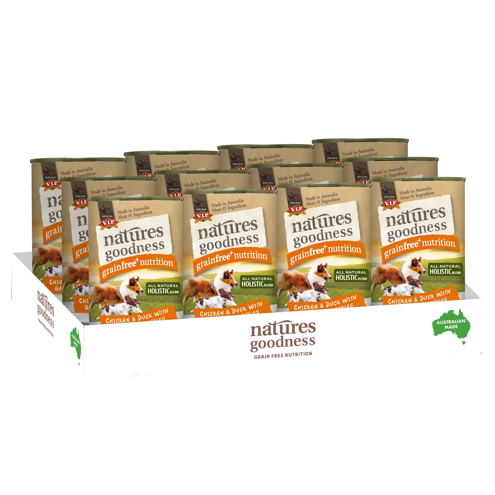 Natures Goodness 400g Chicken Duck & Garden Vegetables Grain Free Adult Dog Wet Food 12 Pack