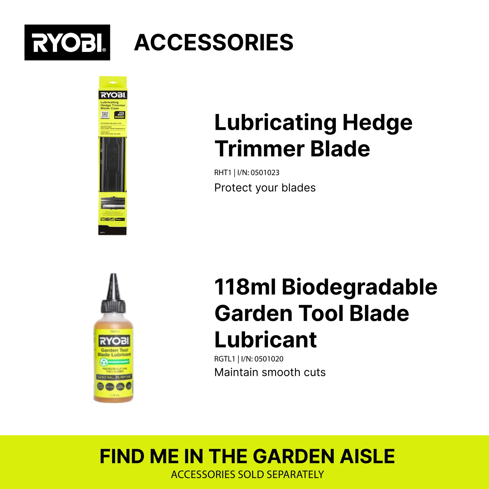 Ryobi 18V ONE+ 45cm Hedge Trimmer Kit R18HTR52 with 2.0Ah Battery & Charger