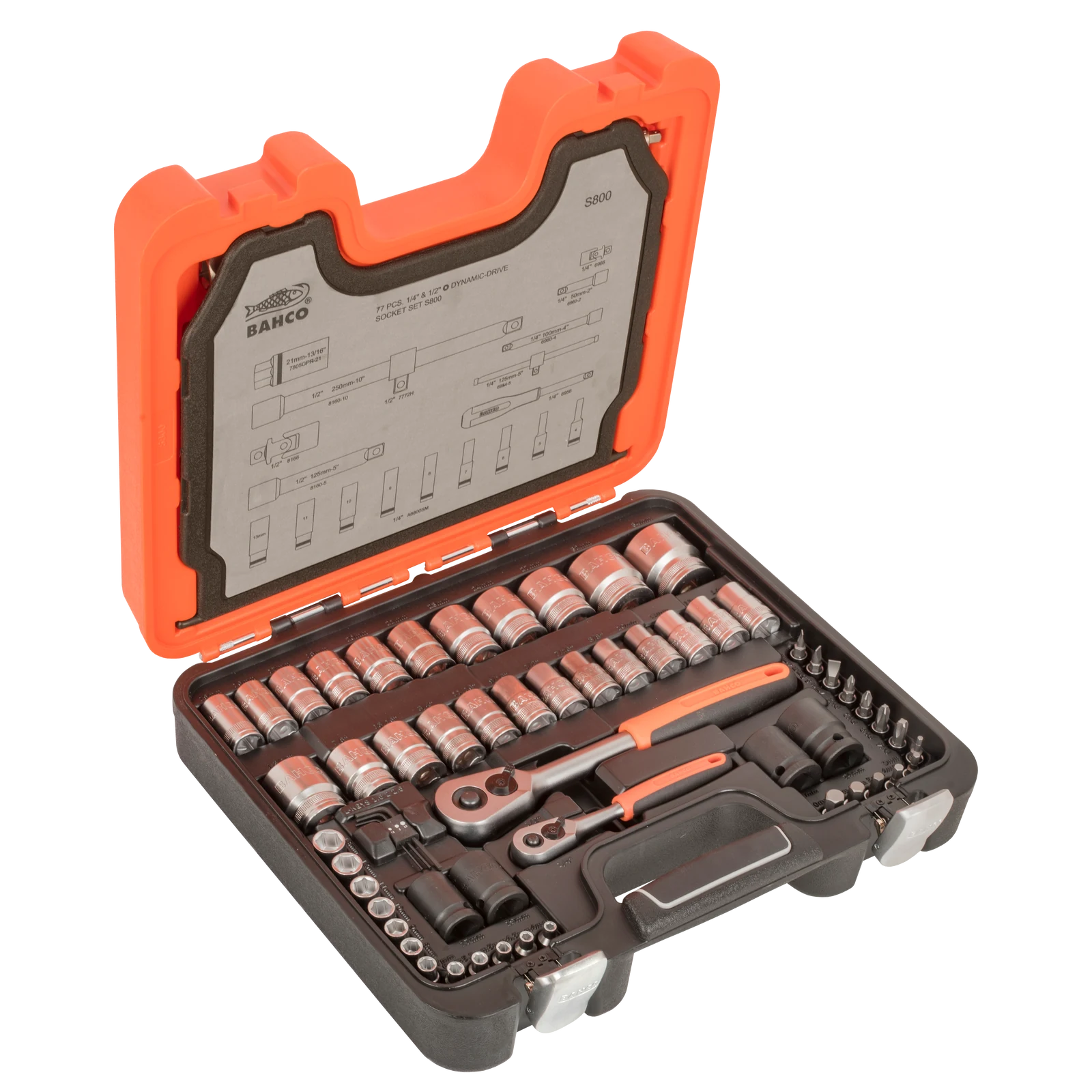 Bahco 1/4" and 1/2" Square Drive Socket Set 25 Piece with Case