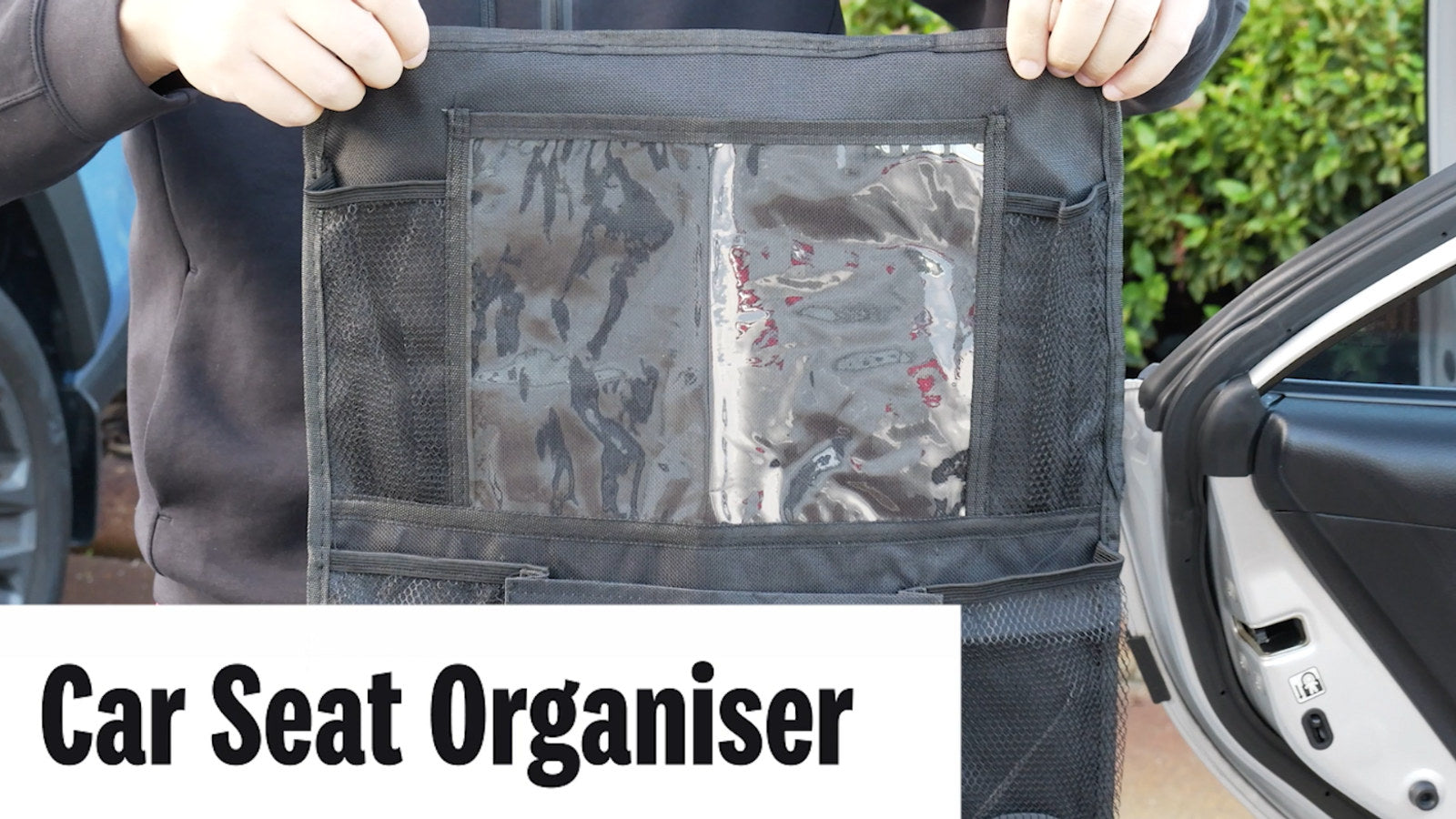 All Set 400 x 600mm Black Car Seat Organiser with Multiple Compartments
