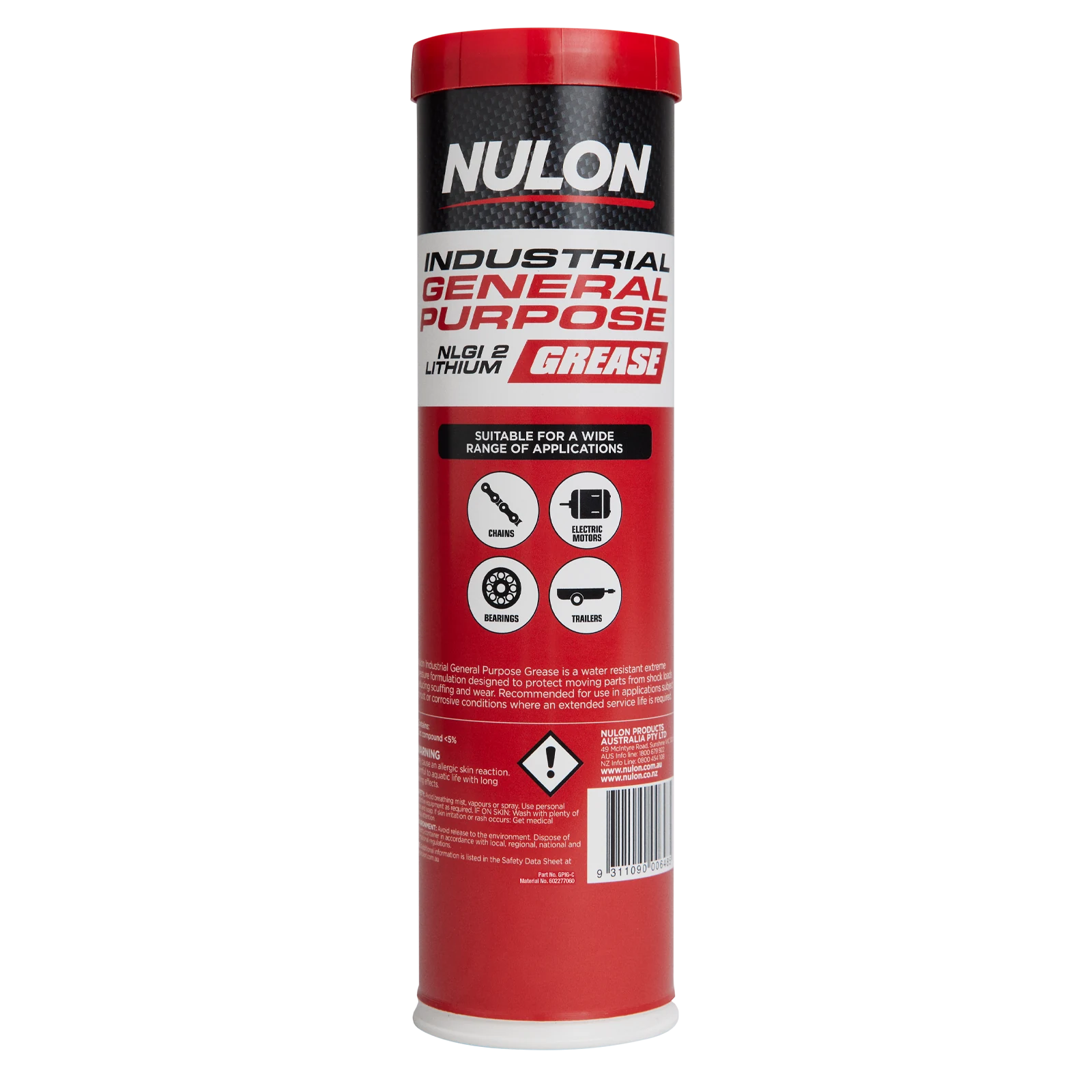 Nulon Industrial General Purpose Grease 450gm NLGI 2 Lithium Red