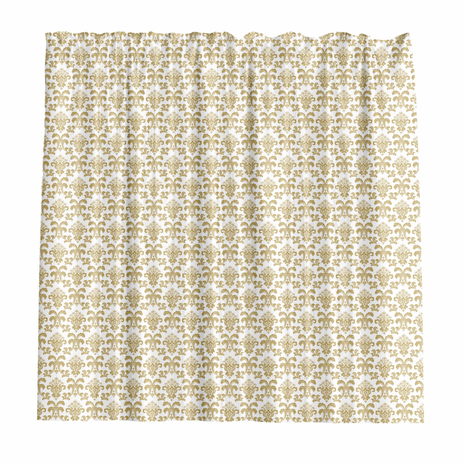 Barelli Fleur-De-Lis Gold Metallic PEVA Shower Curtain 180 x 180cm 12 Rings