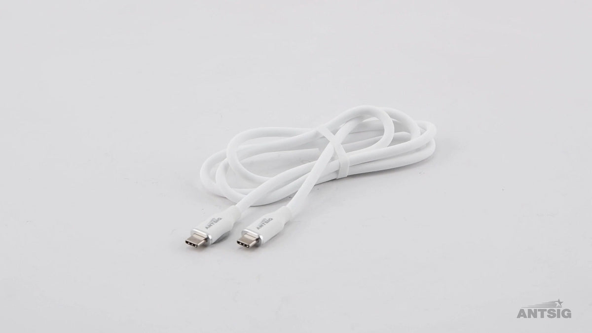 Antsig 1m 240W USB-C to USB-C Cable APCC240W1 - White Silicone, 8K & Fast Data