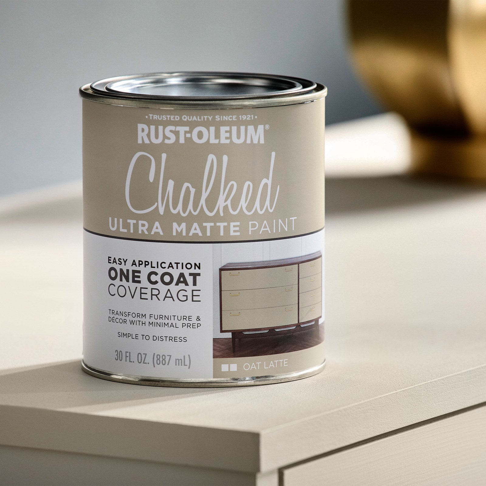 Rust-Oleum 887ml Oat Latte Ultra Matte Chalked Paint, Splatter Resistant Indoor