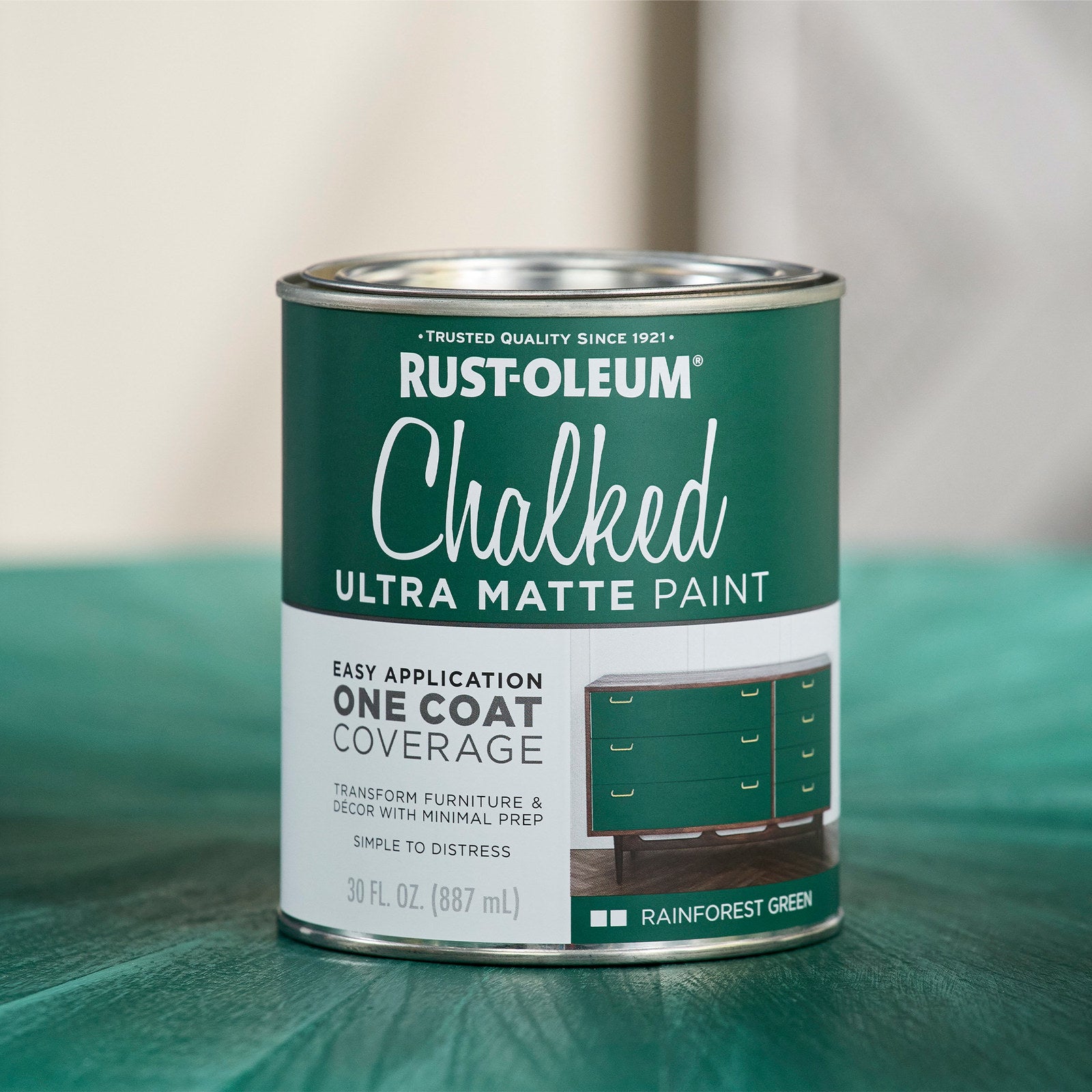 Rust-Oleum 887ml Rainforest Green Ultra Matte Chalked Paint, Splatter Resistant Indoor