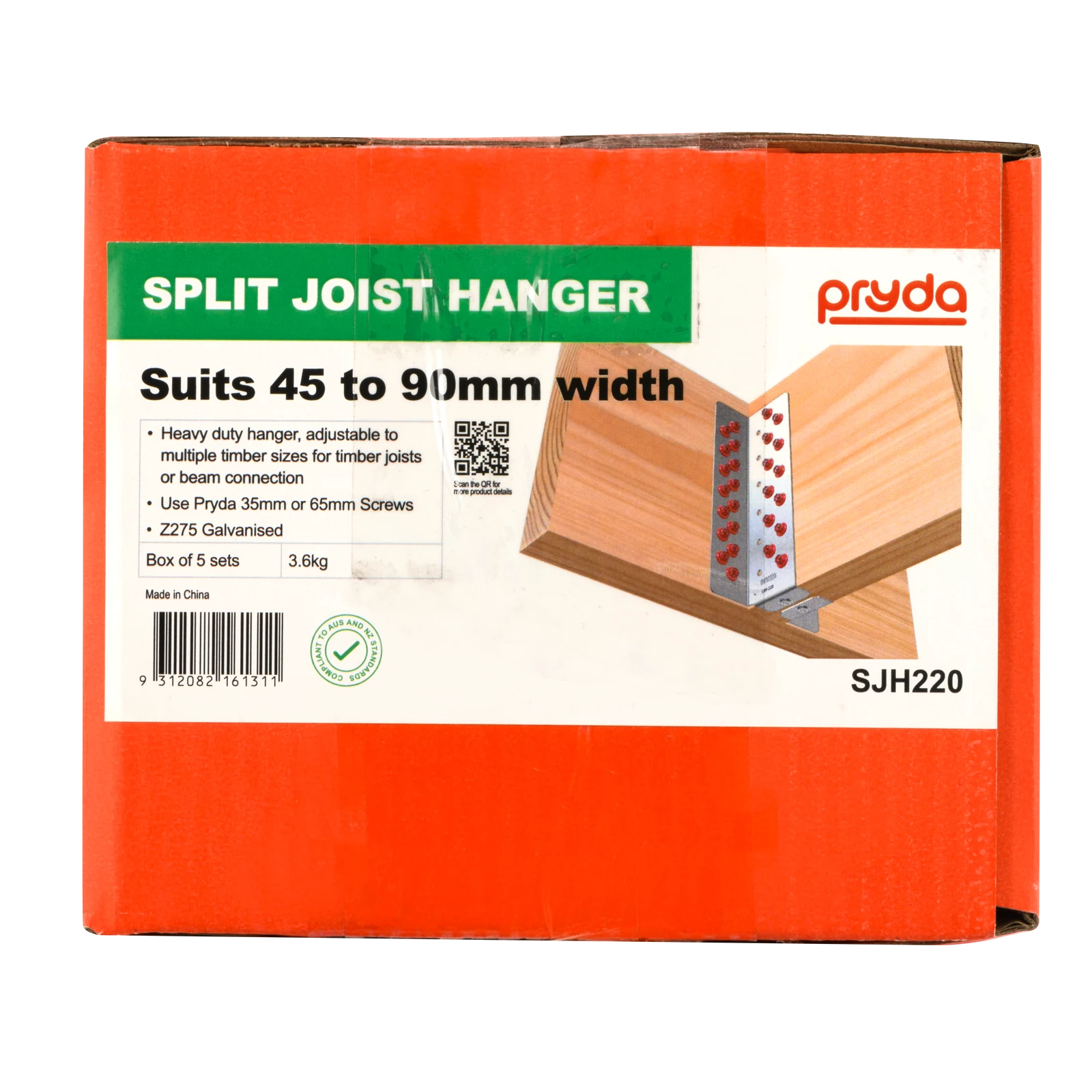 Pryda Split Joist Hanger Pair 220mm, Galvanised, 1L & 1R