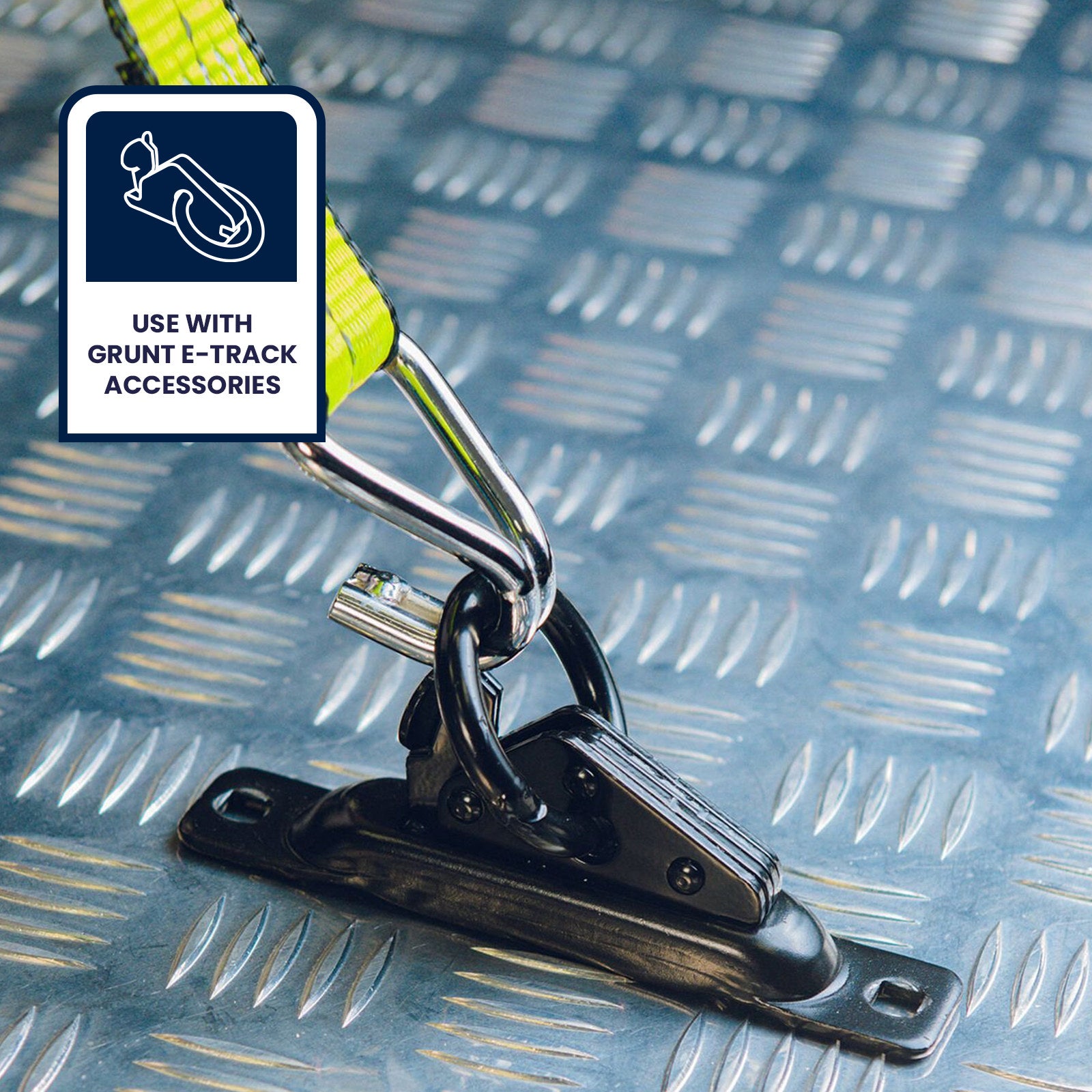 GRUNT Black Single E-Track Space Saver Plate, 900kg Lashing Capacity