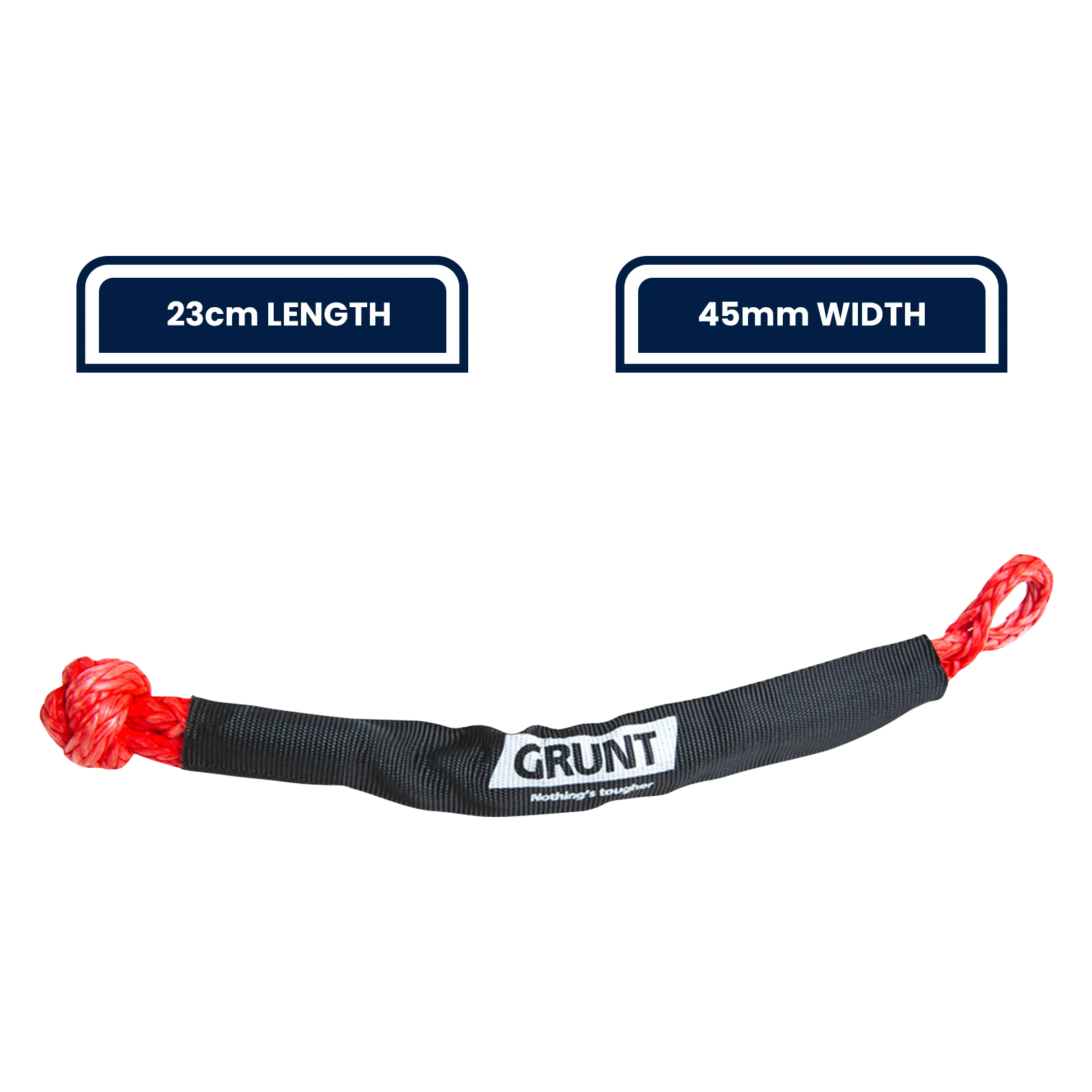 GRUNT 8,000kg Braided Soft Shackle 45 x 230mm, Abrasion-Resistant 4WD Recovery