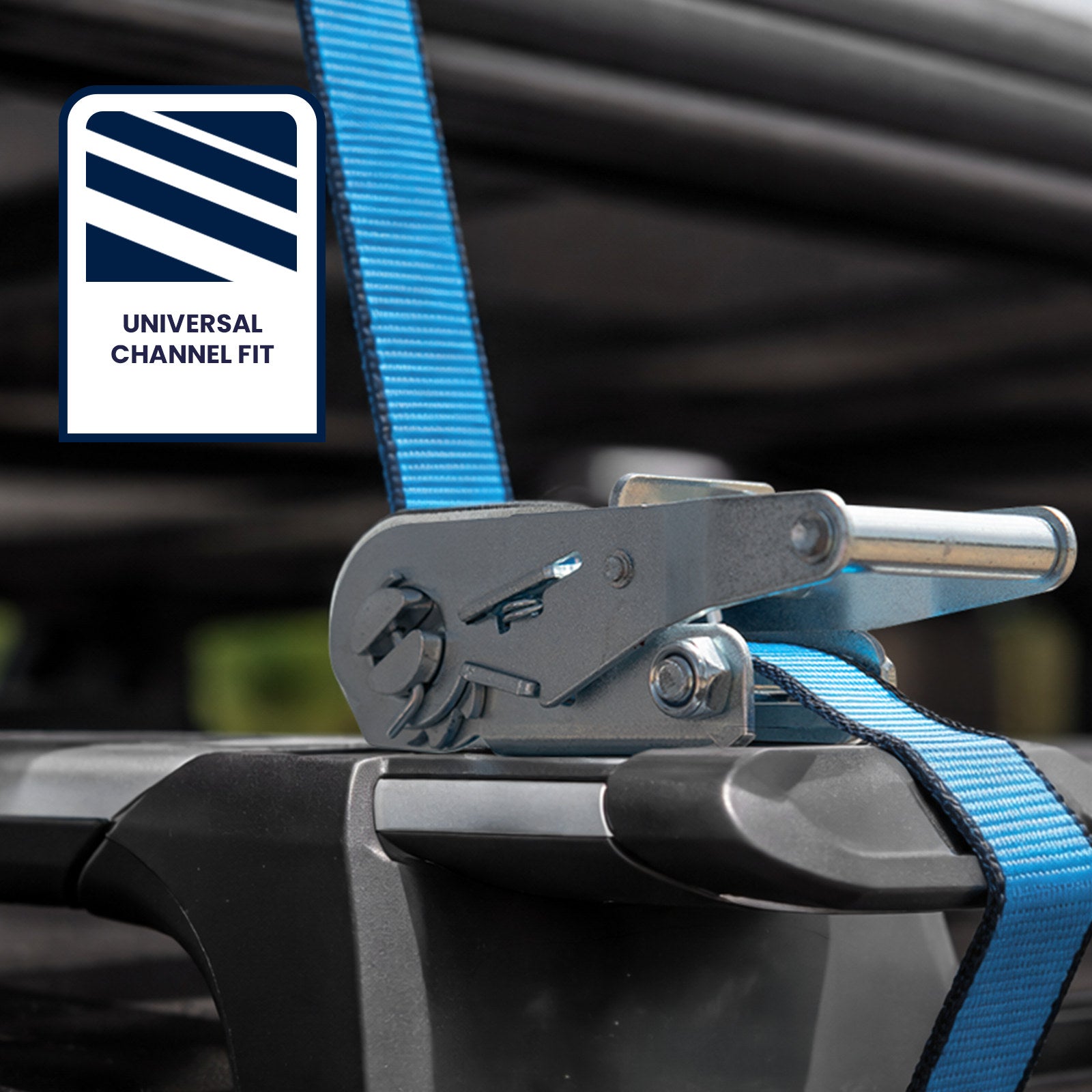 GRUNT T-Slot Roof Ratchet Tie Down, 25mm x 2m Webbing, Universal Roof Rack Fit