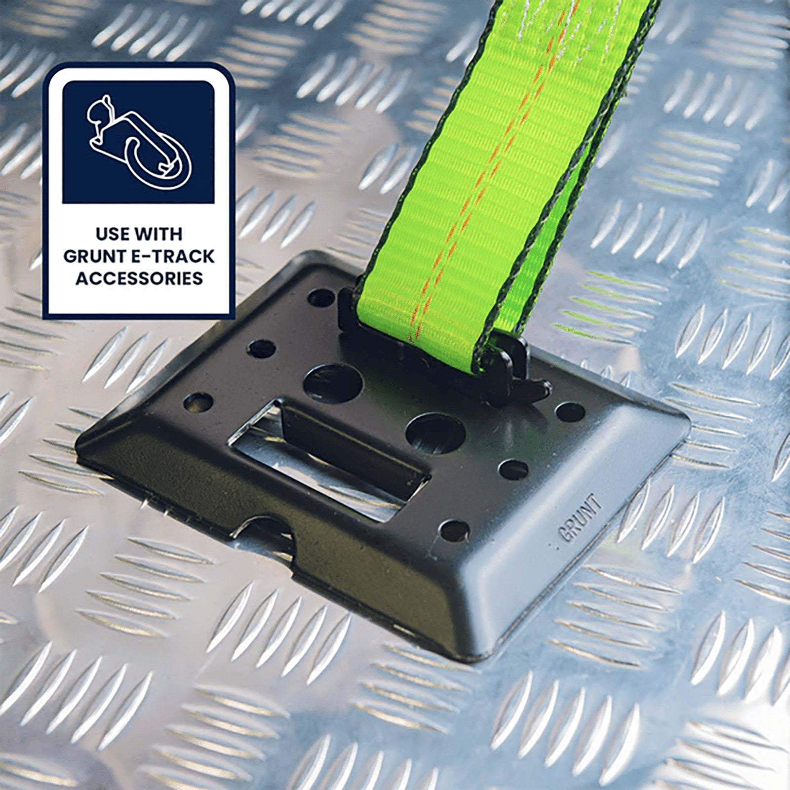 GRUNT Black E-Track Versatile Fixing Plate, 550kg Lashing Capacity