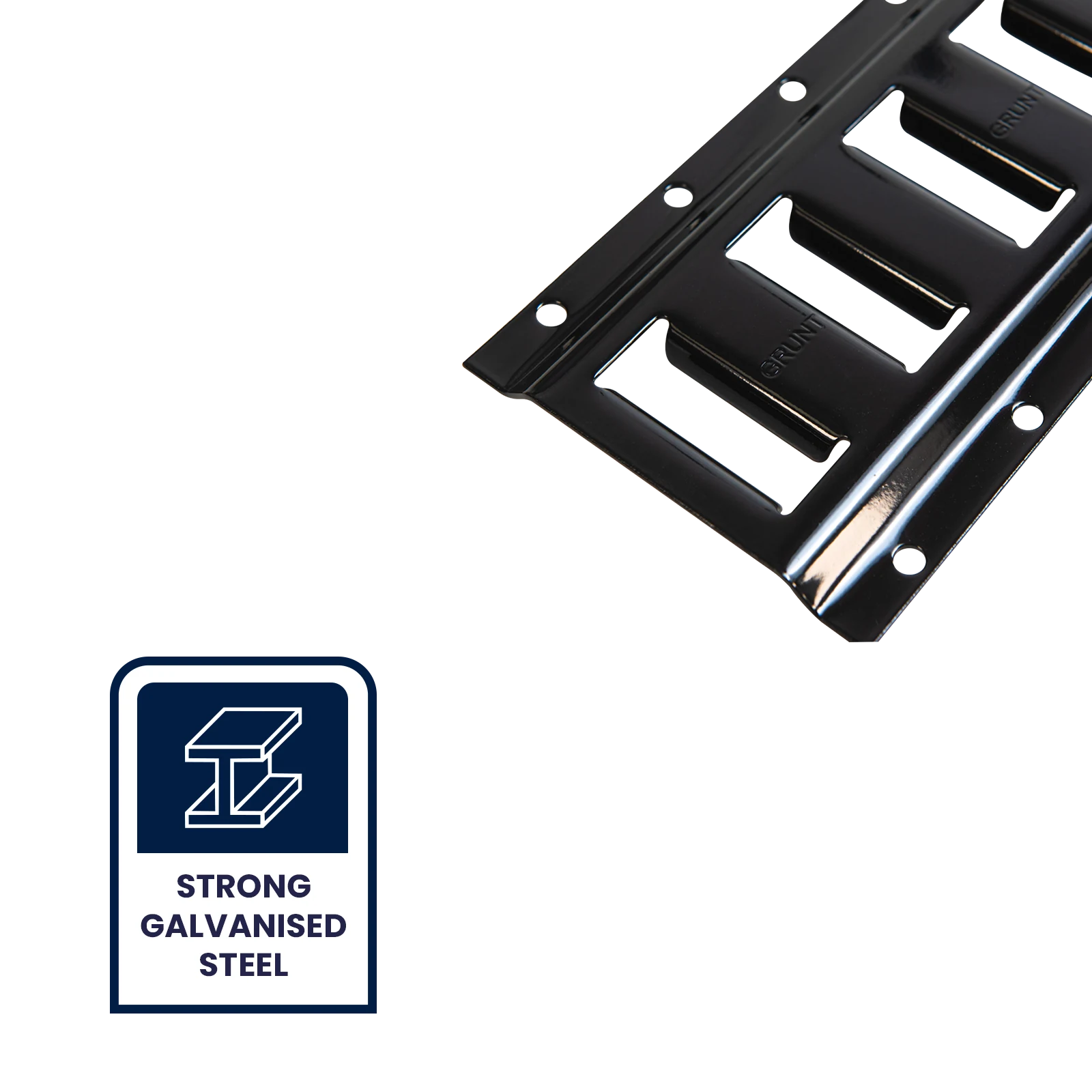 GRUNT 60cm Black Galvanised Steel Horizontal E-Track, Joinable Cargo Rail