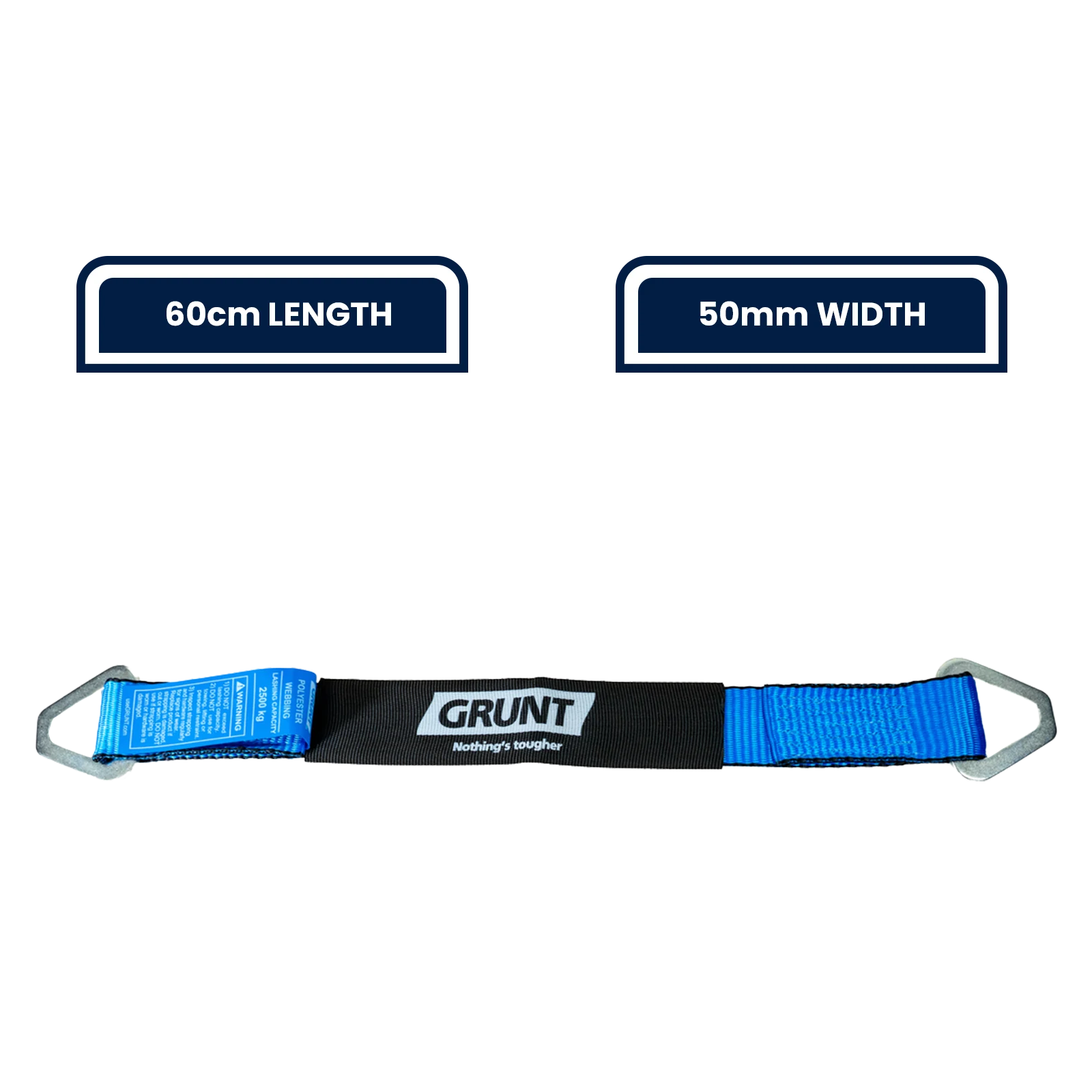 GRUNT Heavy Duty Axle Strap 50mm x 60cm Black, 4500kg Lashing Capacity