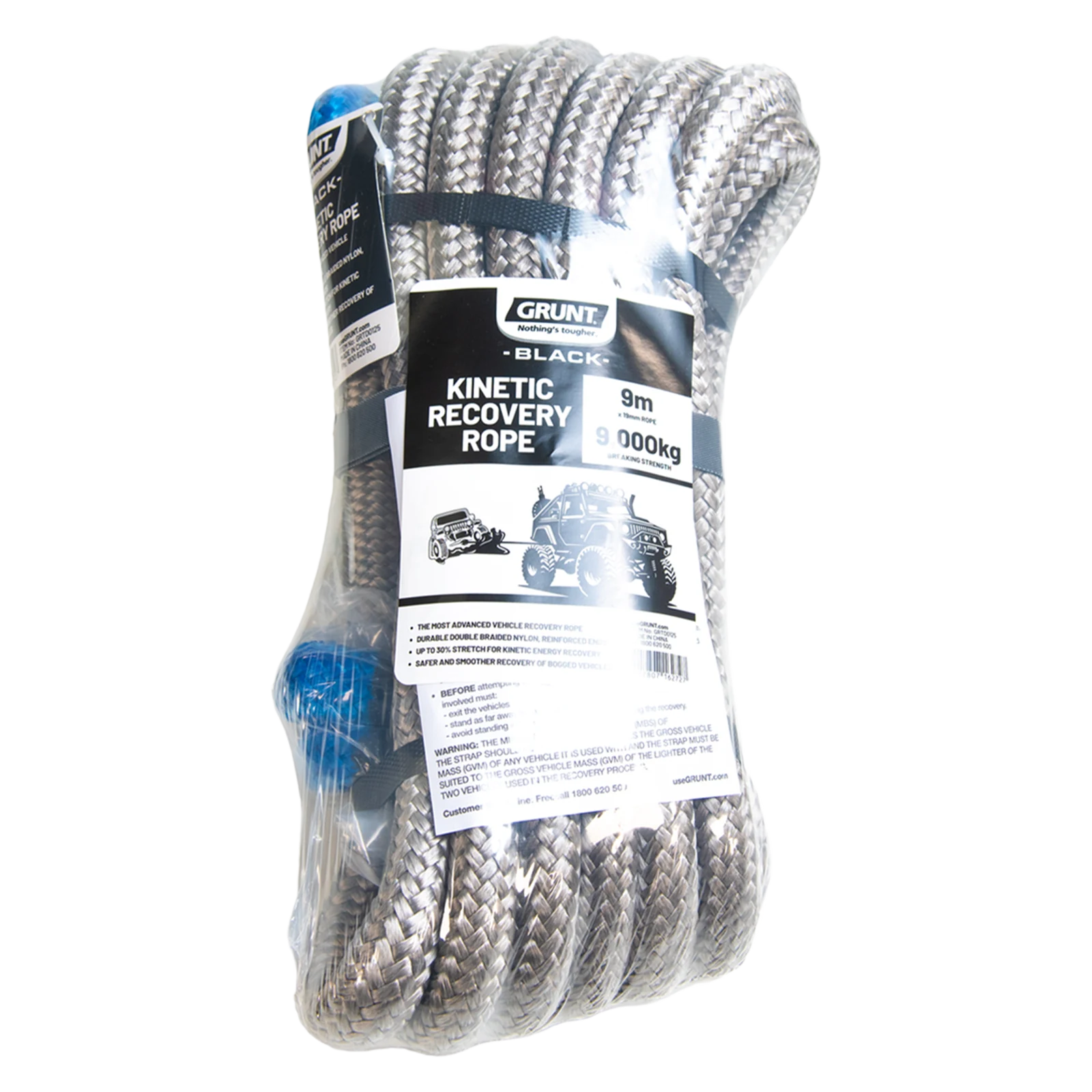 Grunt 19mm x 9m 9000kg Kinetic Nylon Recovery Rope