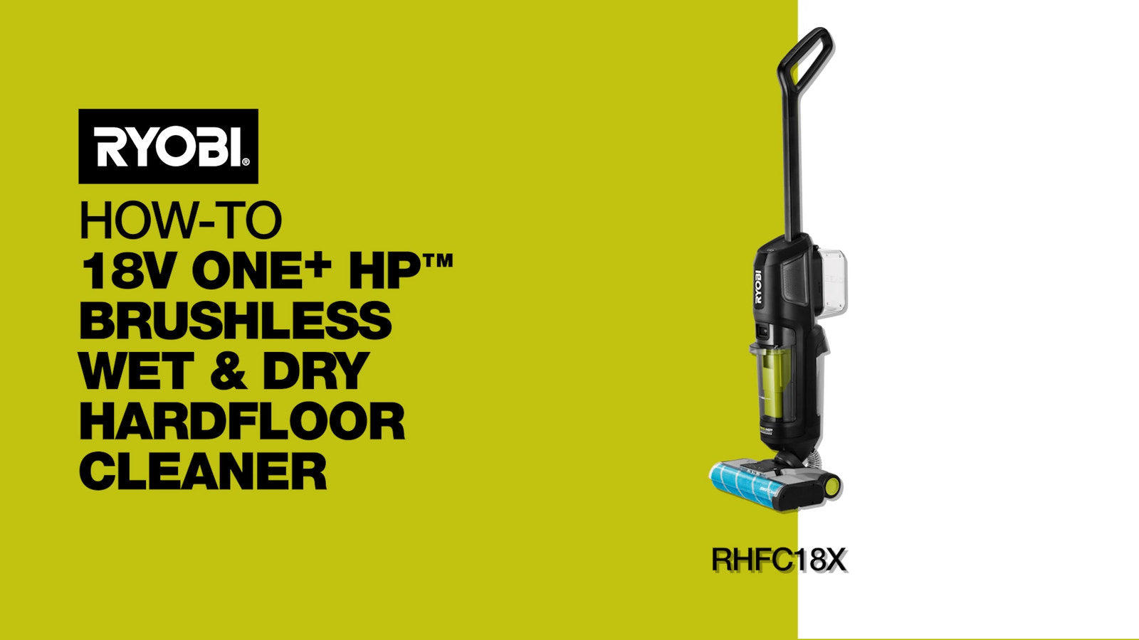 Ryobi 18V ONE+ HP Brushless Wet & Dry Hard Floor Cleaner Kit, Cordless, 4.0Ah, RHFC18X14