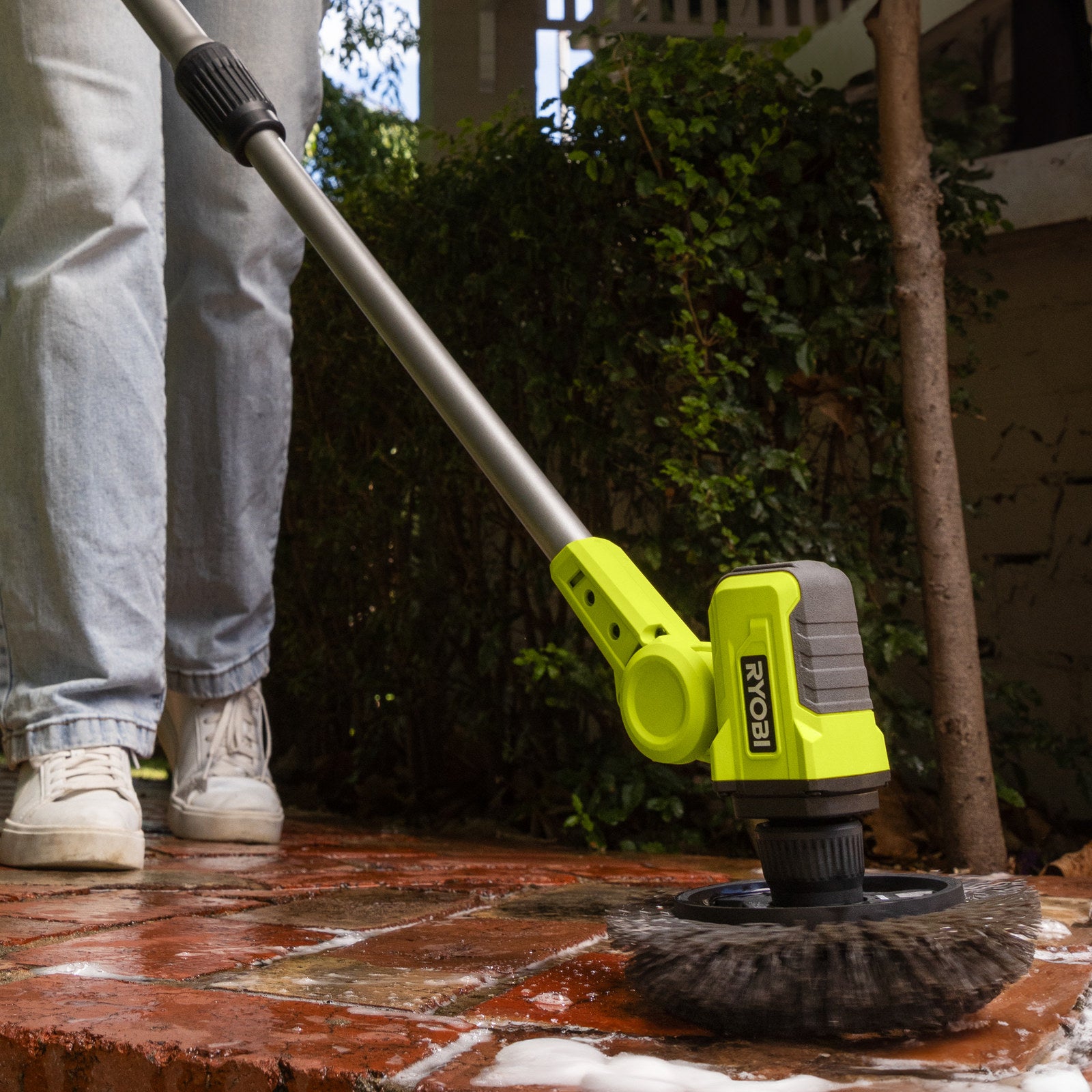 Ryobi Hard Bristle Power Scrubber Brush 178mm Outdoor Cleaning Brush