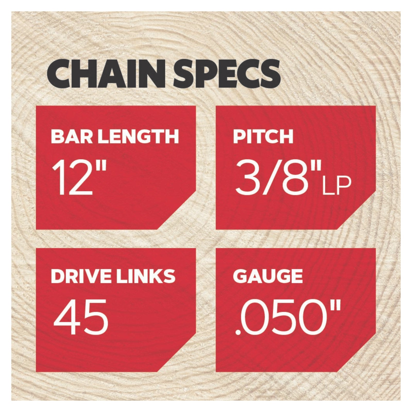 Oregon T45 12" Pro Series Chainsaw Chain, 45 Drive Links