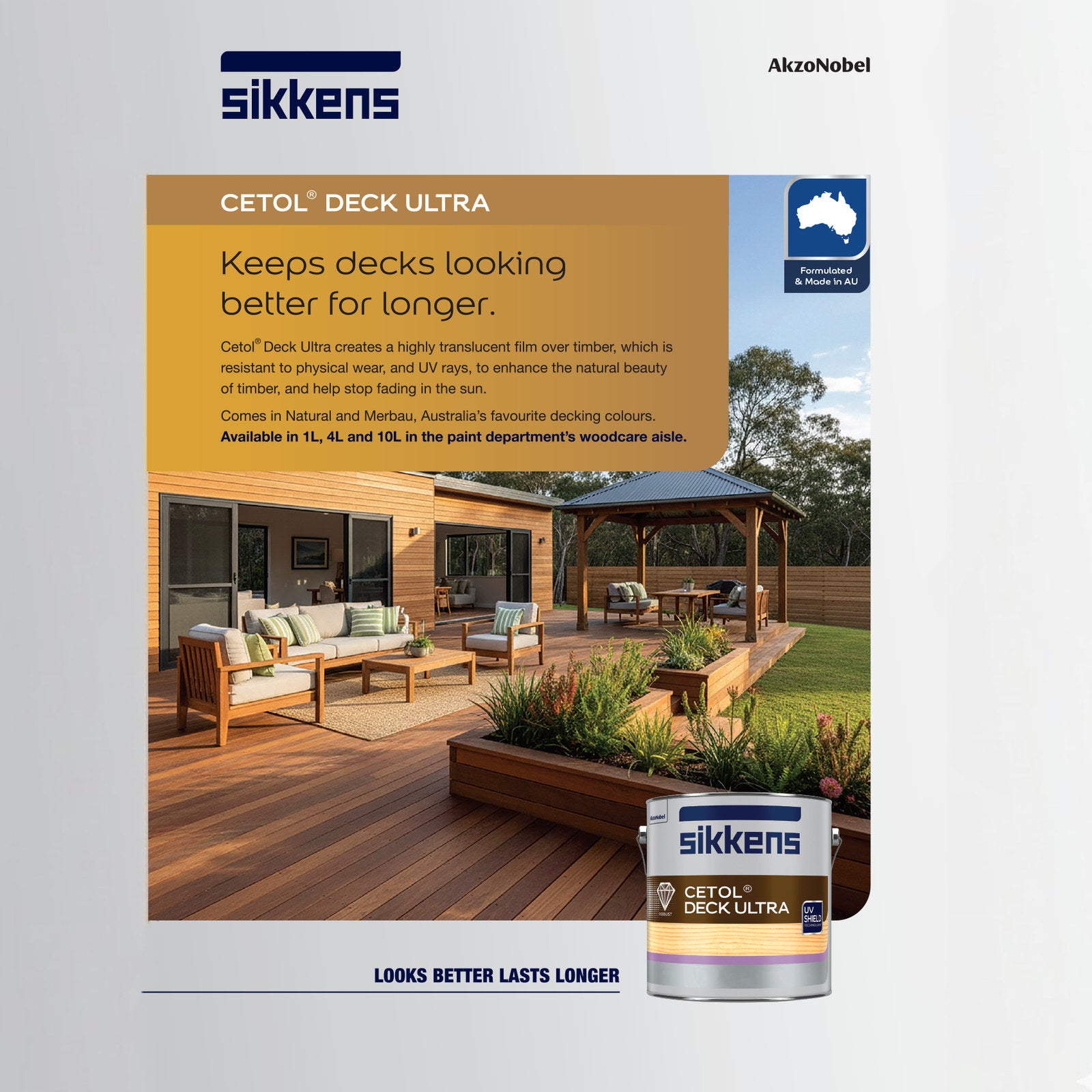 Sikkens 100ml Natural Cetol Deck Ultra Slip Resistant - Satin Decking Finish