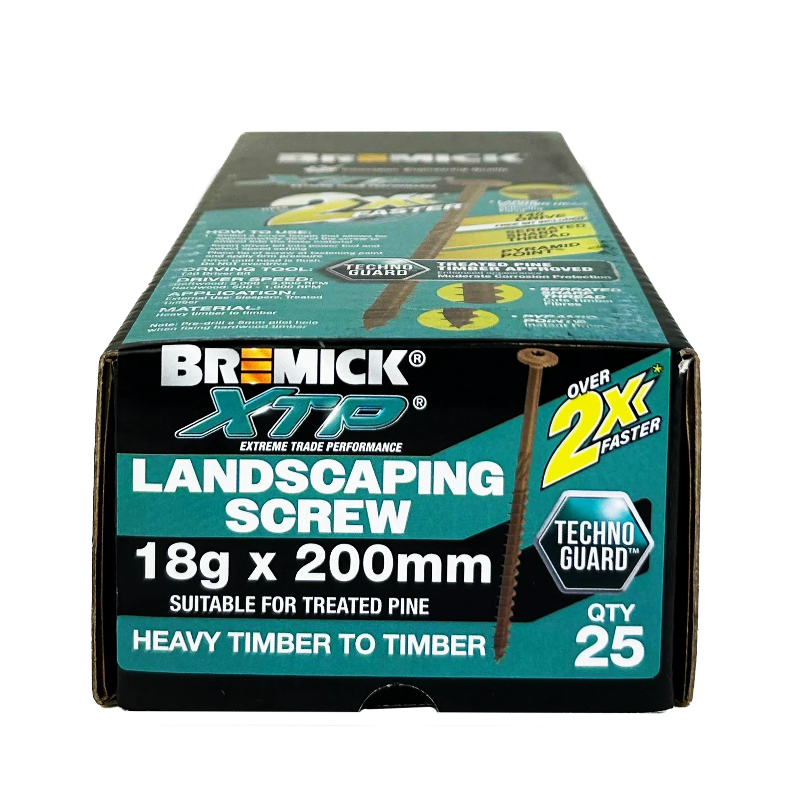 Bremick XTP 18g x 200mm T40 Technoguard Landscape Screws 25 Pack