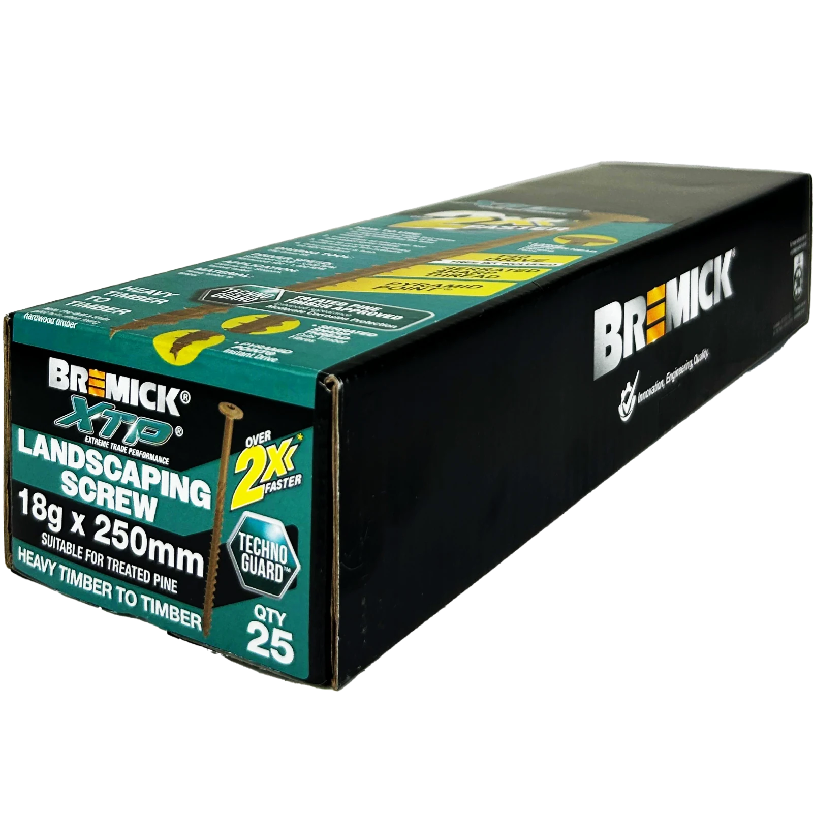 Bremick XTP 18g x 250mm T40 Technoguard Landscape Screws 25 Pack