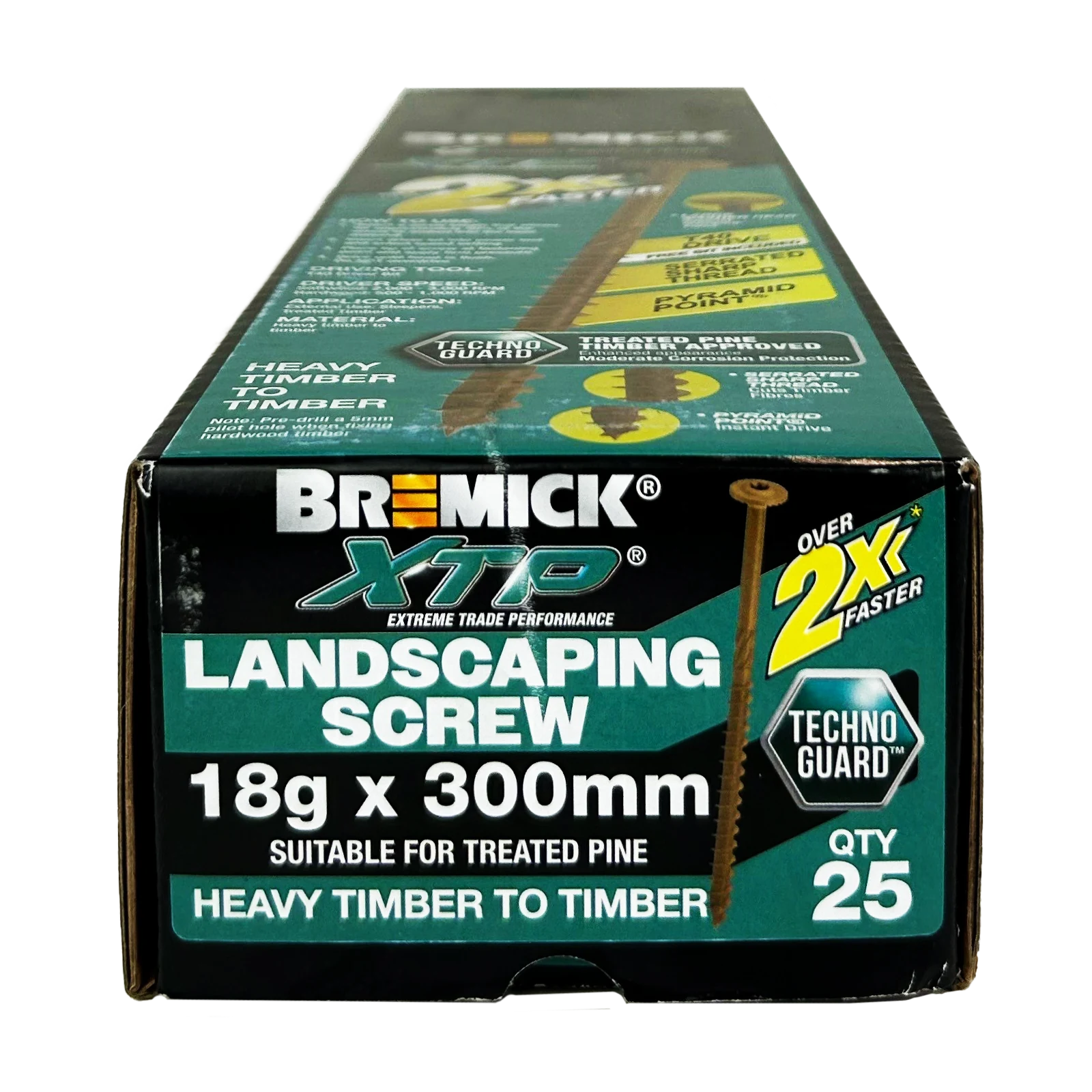 Bremick XTP 18g x 300mm T40 Technoguard Landscape Screws - 25 Pack