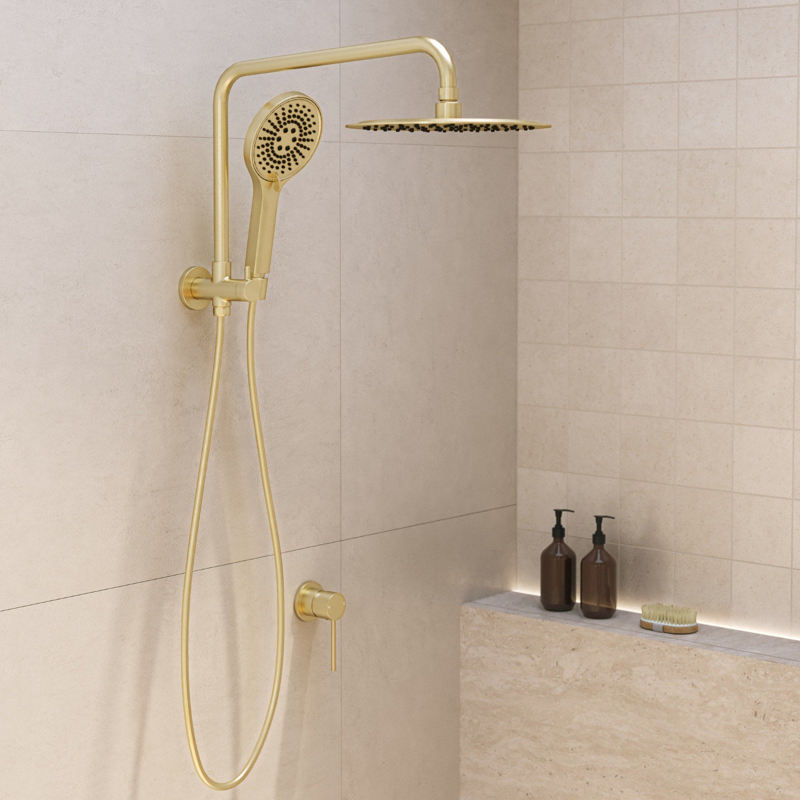 Mondella Resonance 35mm Brushed Brass Pin Lever Shower Mixer, Brass