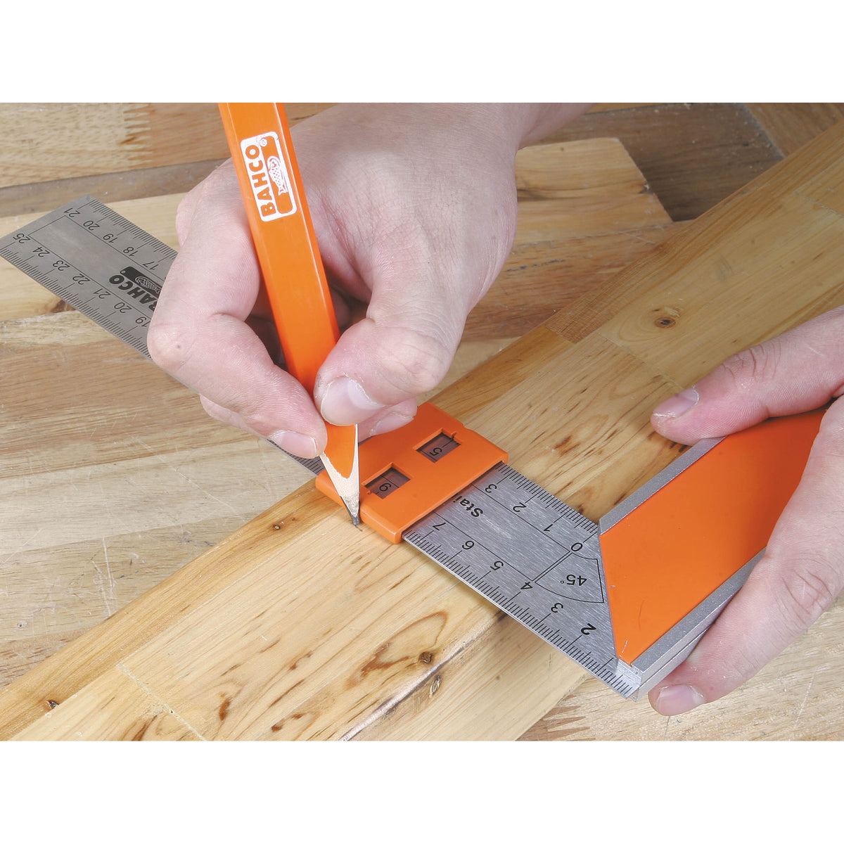 Bahco 250mm Carpenter Square with Stainless Steel Blade and Sliding Marker