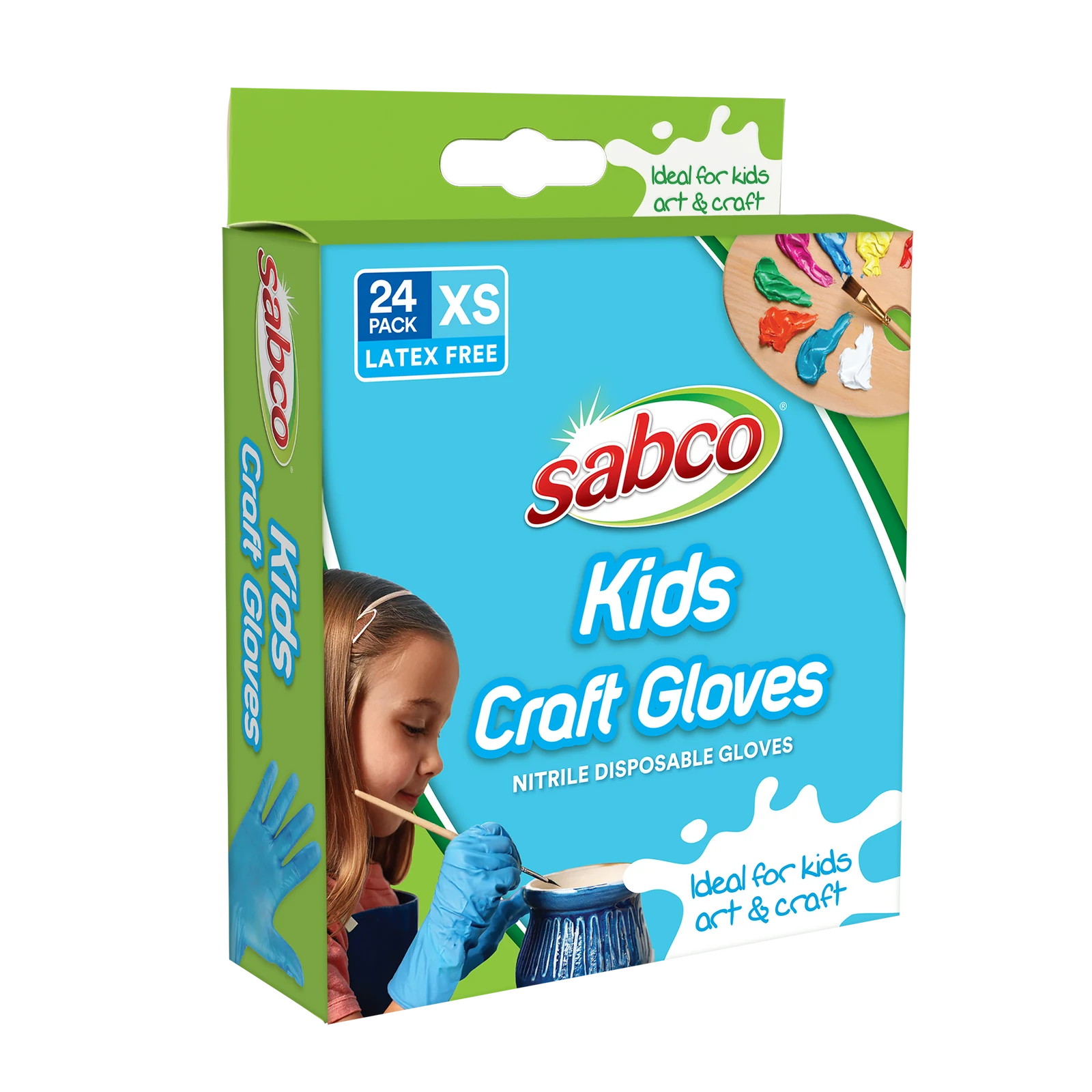 SABCO Kids Craft Gloves Nitrile 24 Pack Extra Small Powder-Free