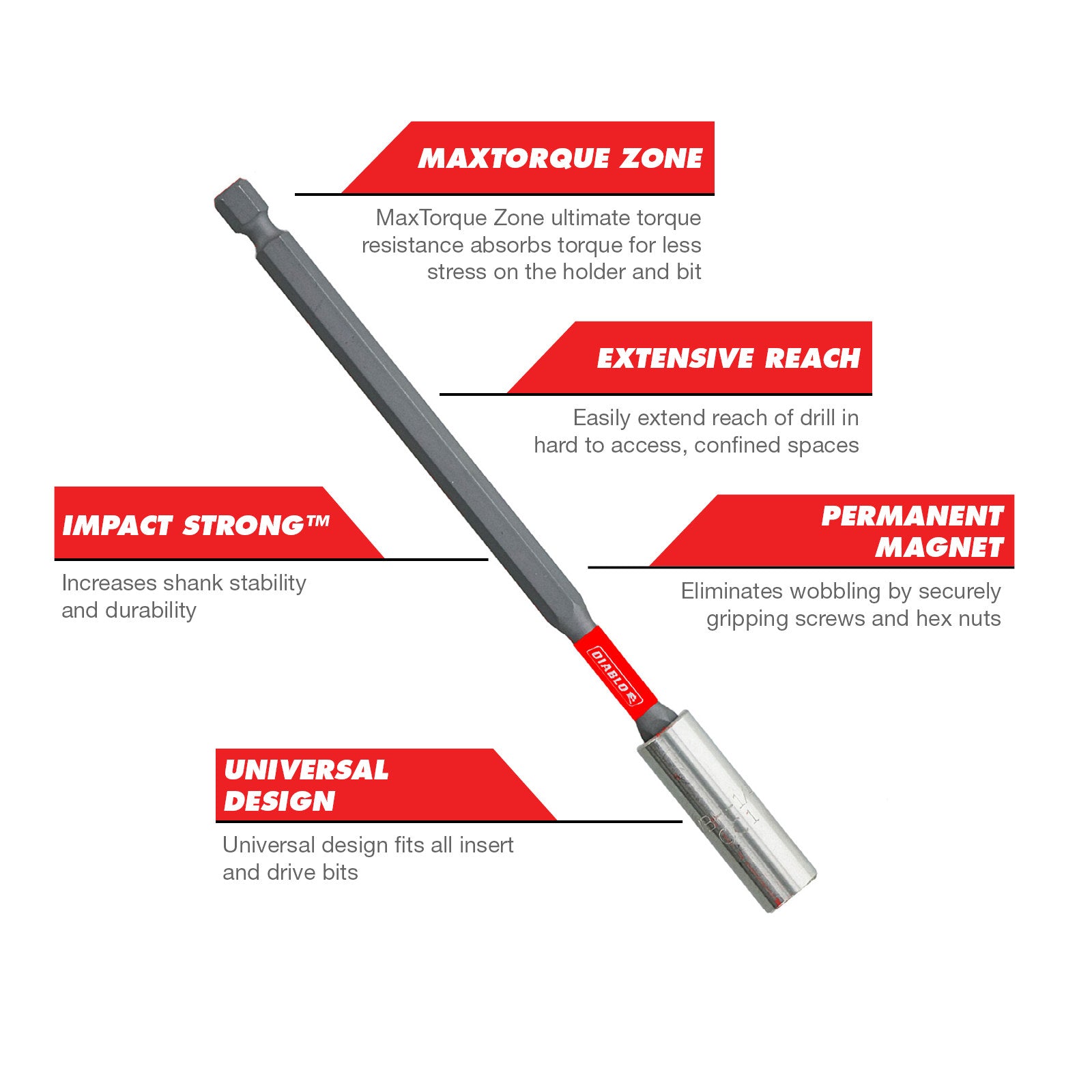 Diablo 6" Magnetic Drive Bit Holder for Impact & Drill Drivers