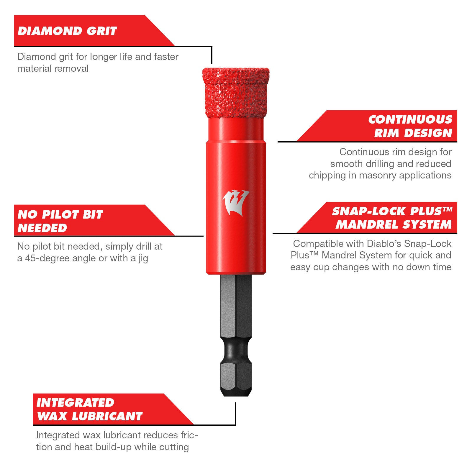 Diablo 13mm Diamond Grit Hole Saw for Tile, Granite, Marble & Glass