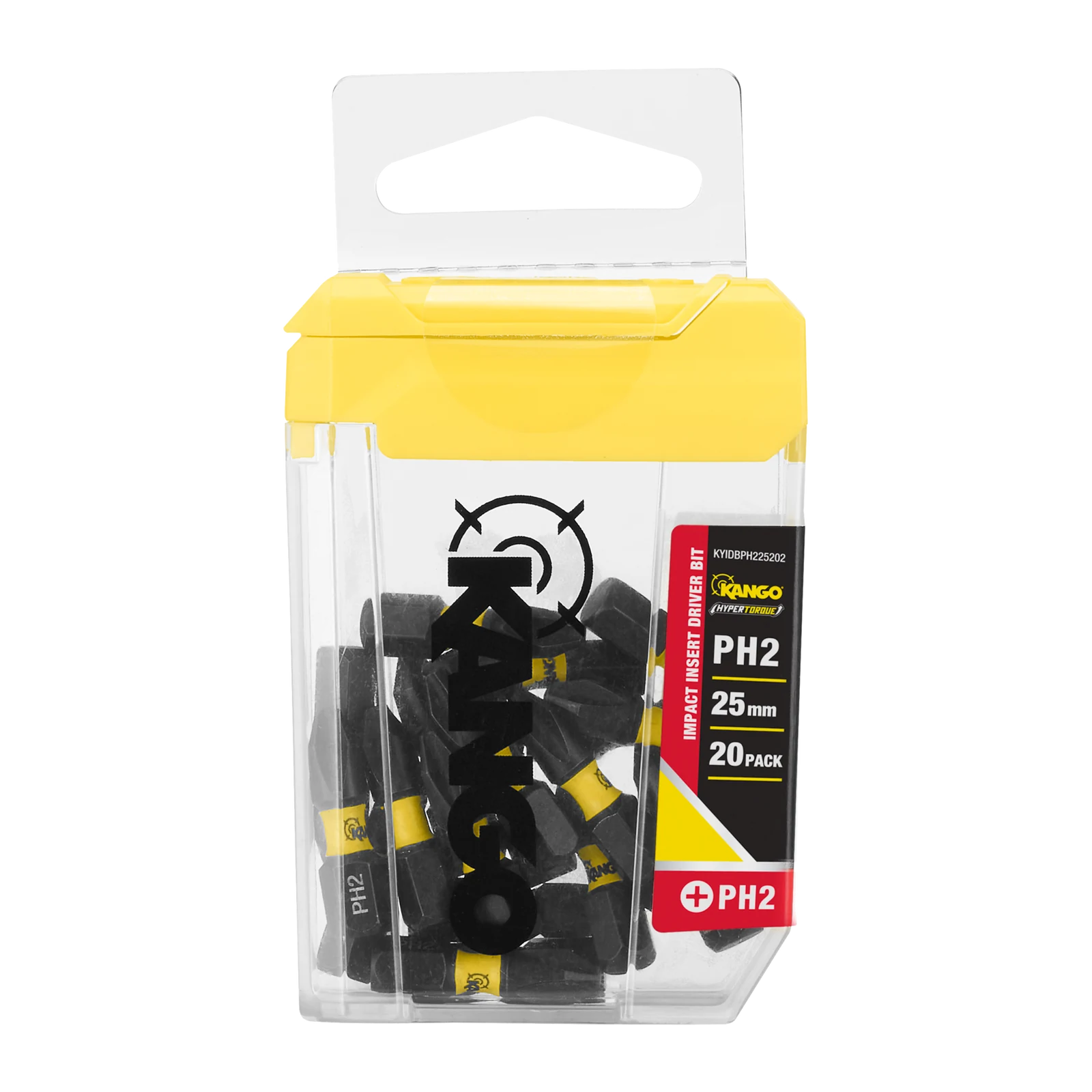 Kango 25mm PH2 Hypertorque Impact Driver Insert Bits - 20 Pack, Magnetised