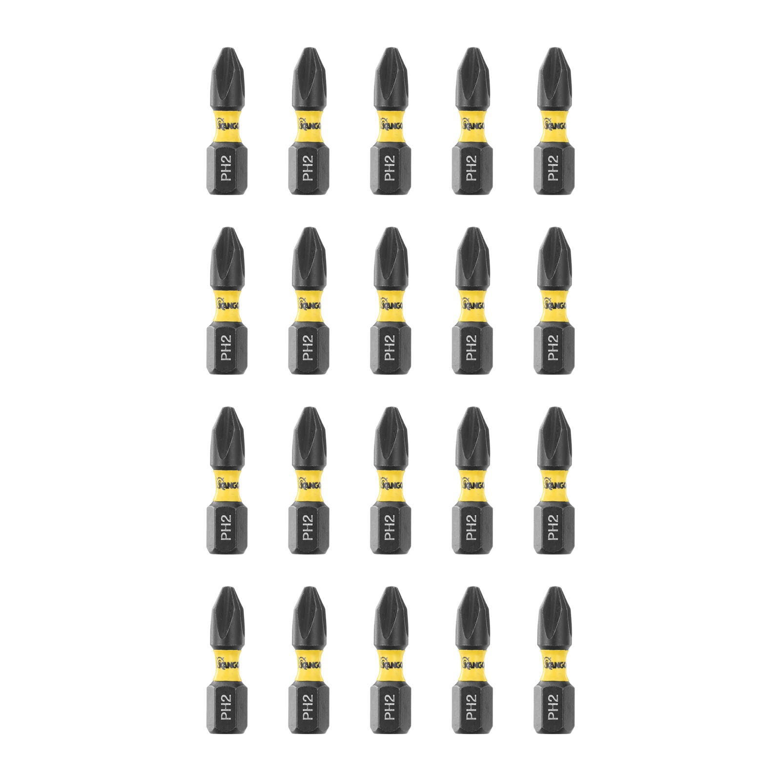 Kango 25mm PH2 Hypertorque Impact Driver Insert Bits - 20 Pack, Magnetised