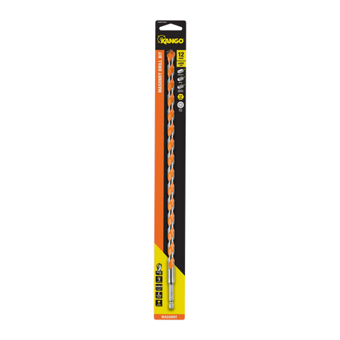 Kango 12 x 400mm Masonry Drill Bit - 1/4" Hex Carbide Rapid Tip for Concrete & Brick