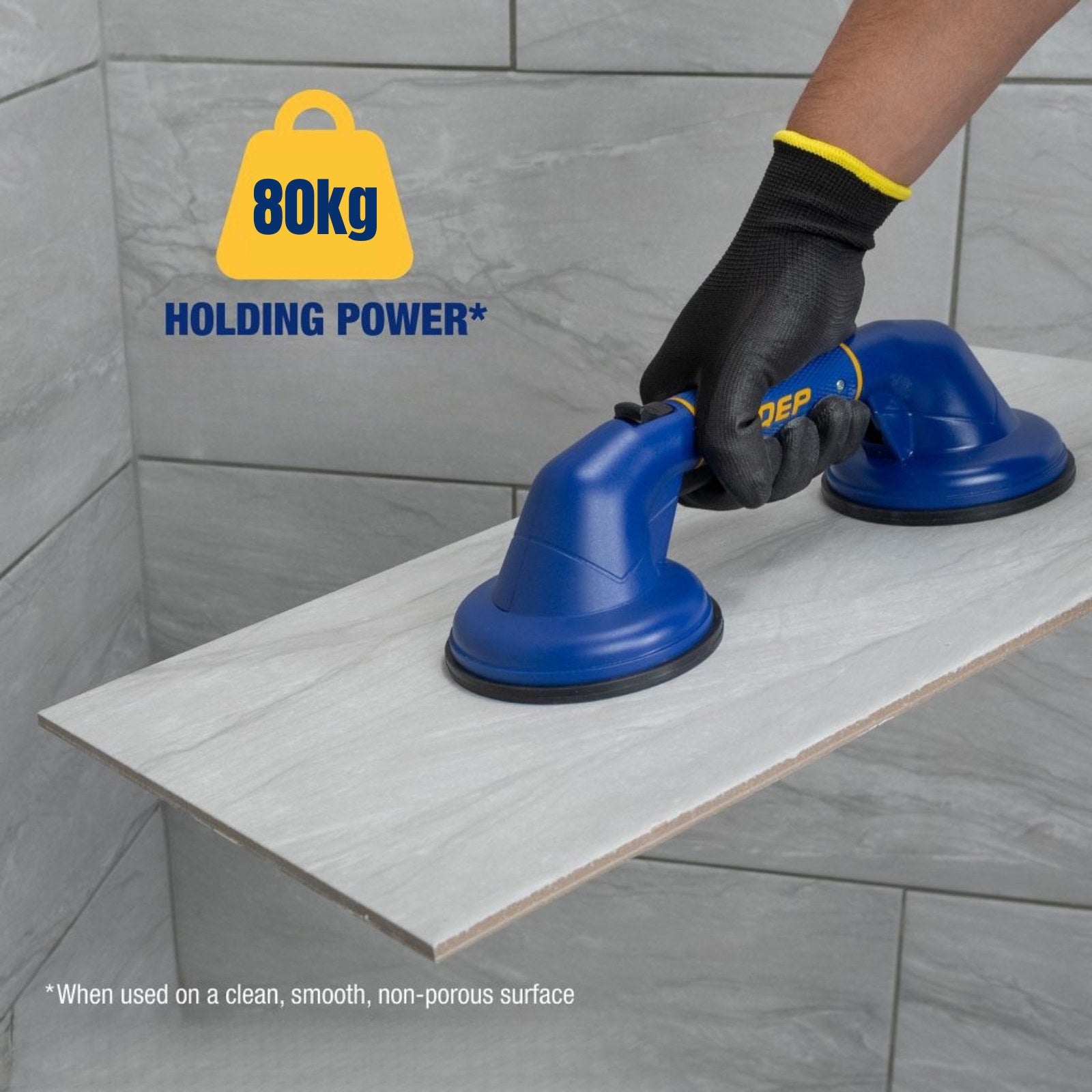 QEP ProMAXGrip Double Suction Cup, 80kg Hold, for Large Format Tile Lifting