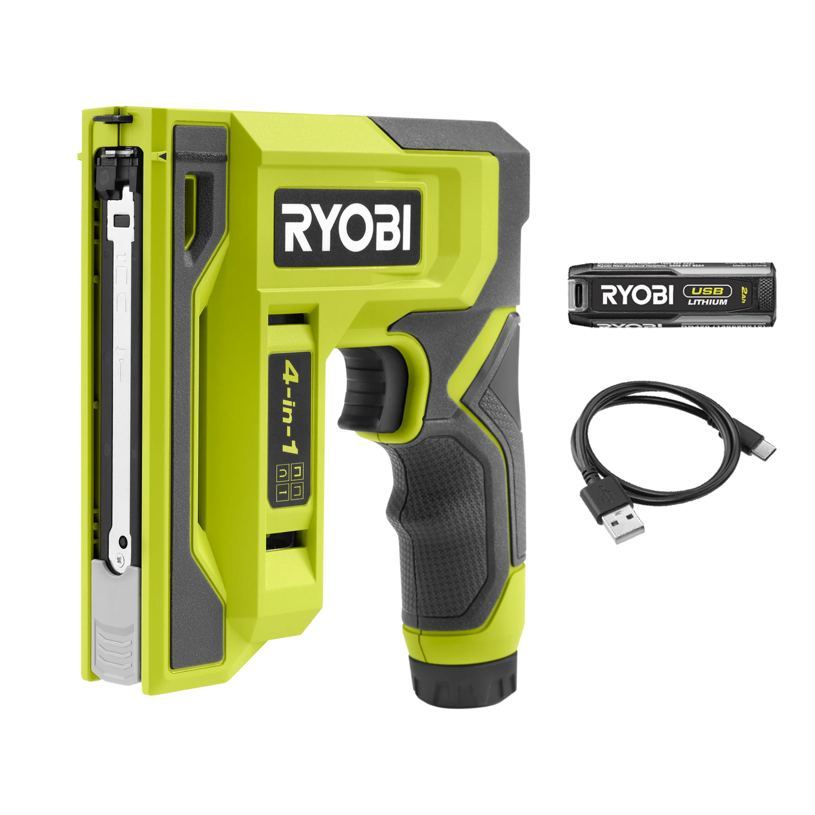 Ryobi USB Lithium 4-in-1 Cordless Stapler 2Ah Kit RST4K