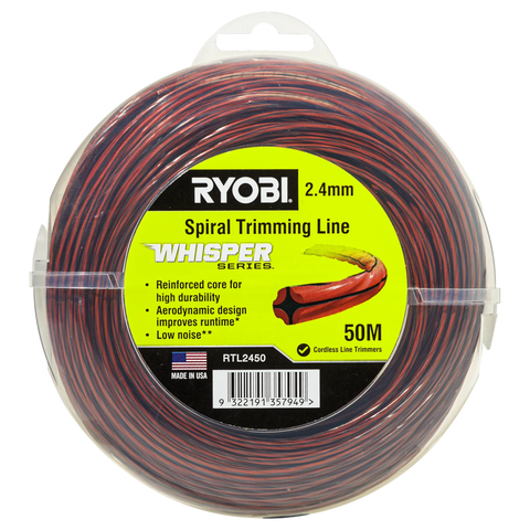 Ryobi Whisper Series Trimmer Line 2.4mm x 50m - Nylon Quiet Line for Line Trimmers
