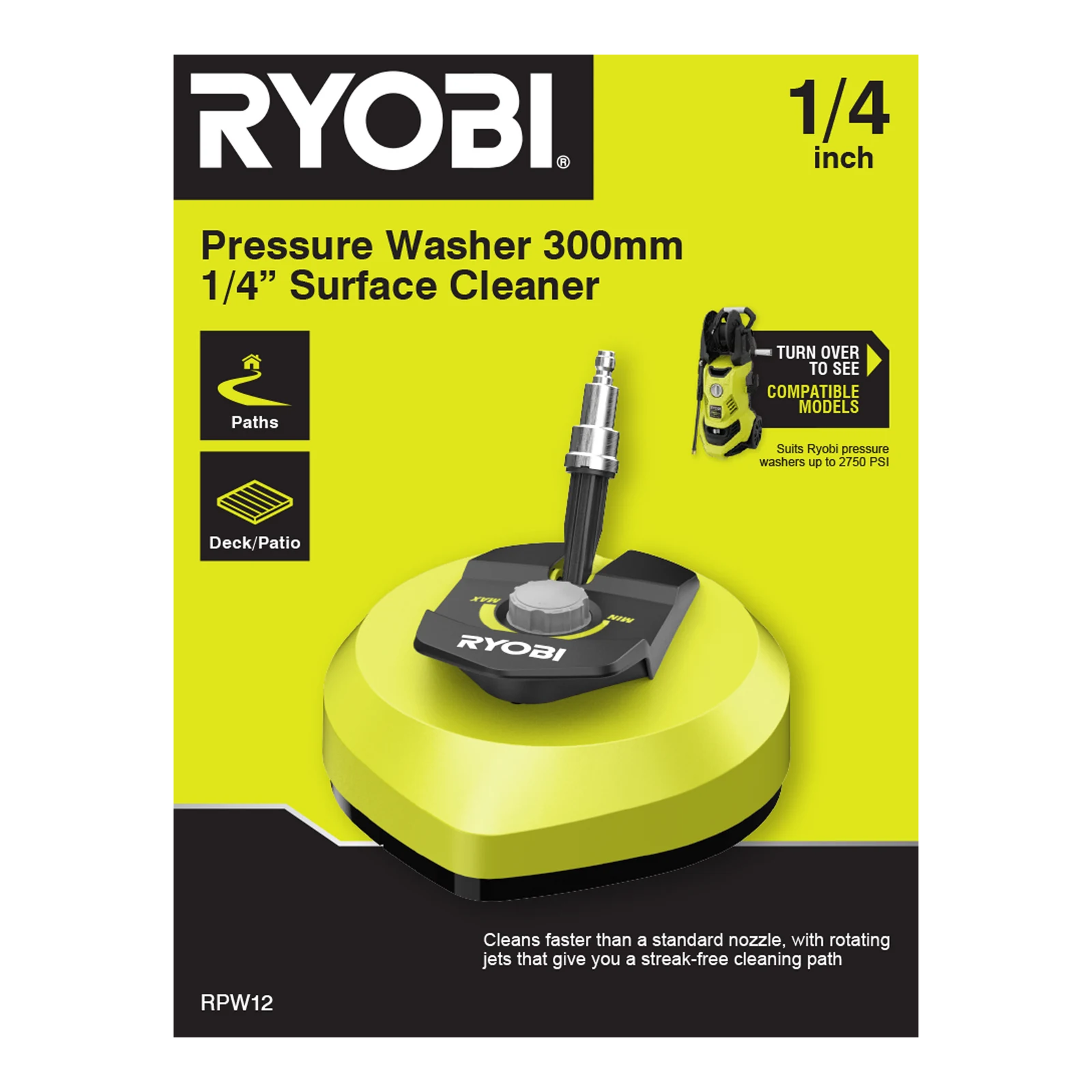 Ryobi 1/4" 300mm Pressure Washer Surface Cleaner RPW12