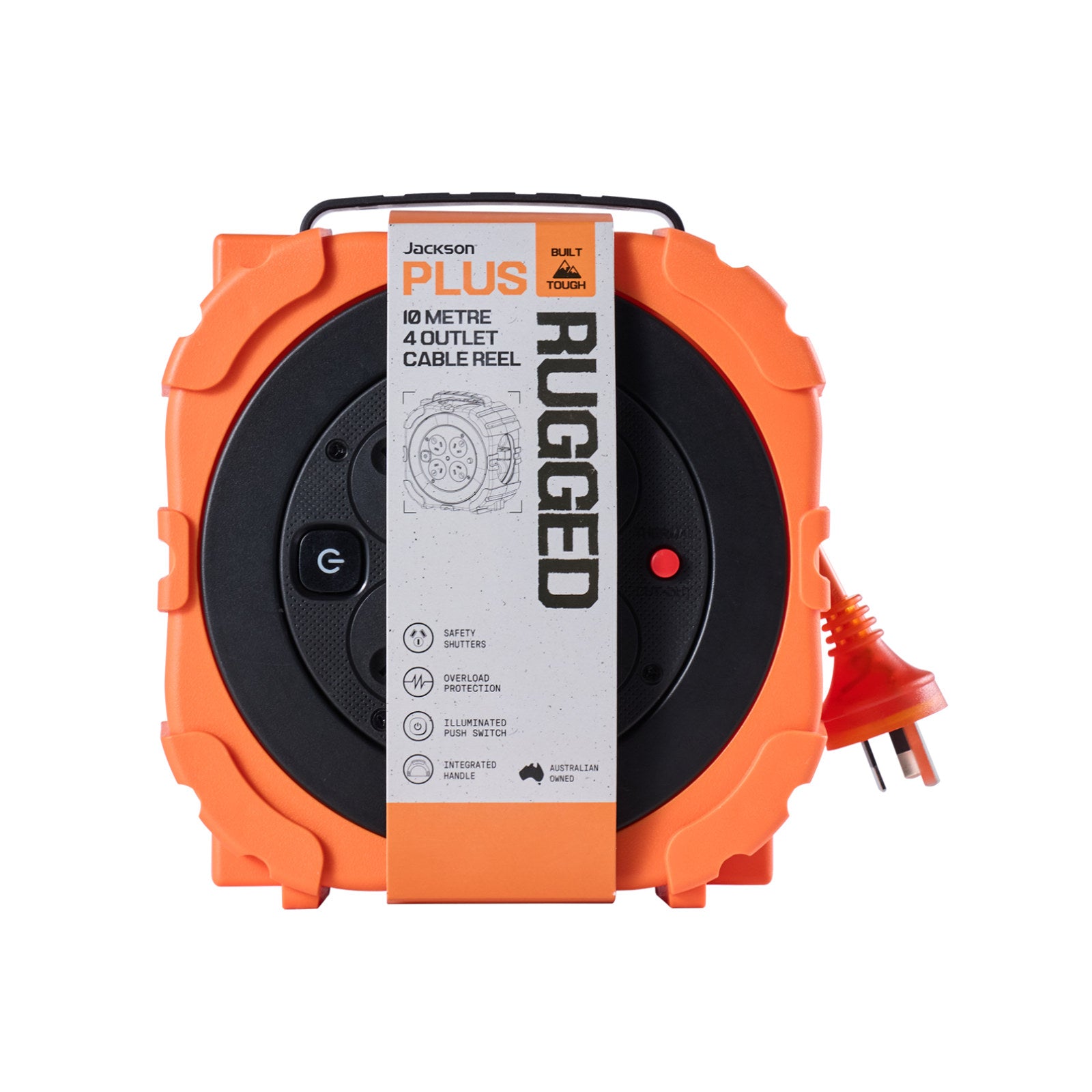 Jackson 10m Rugged 4 Outlet Extension Reel 240V 10A RUGR410OR