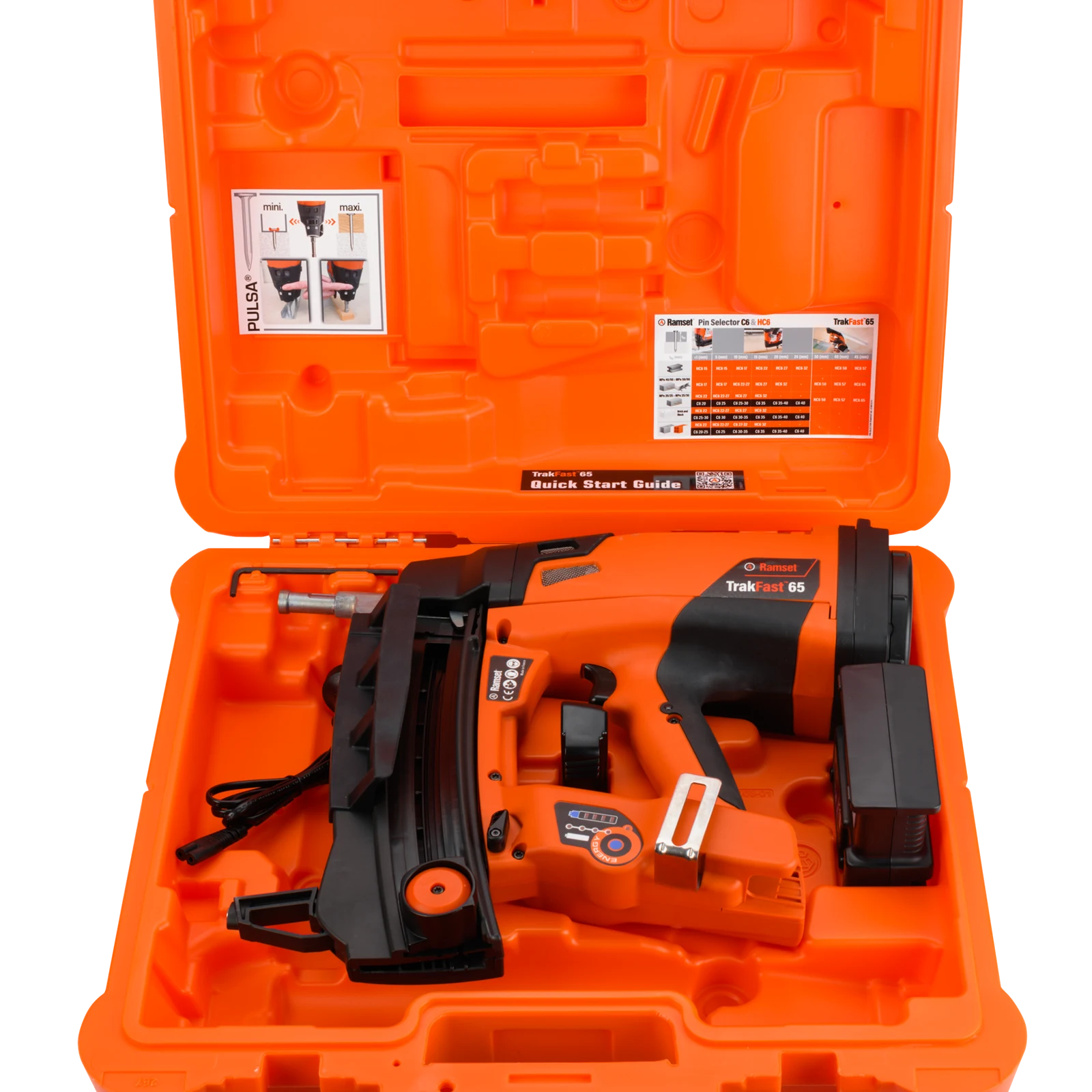 Ramset TrakFast 65 Cordless Concrete Nailer 15-65mm Orange TF65