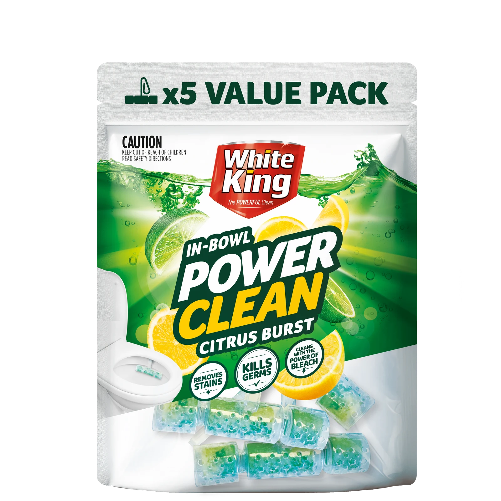 White King Power Clean In-Bowl Toilet Cleaner - 5 Pack