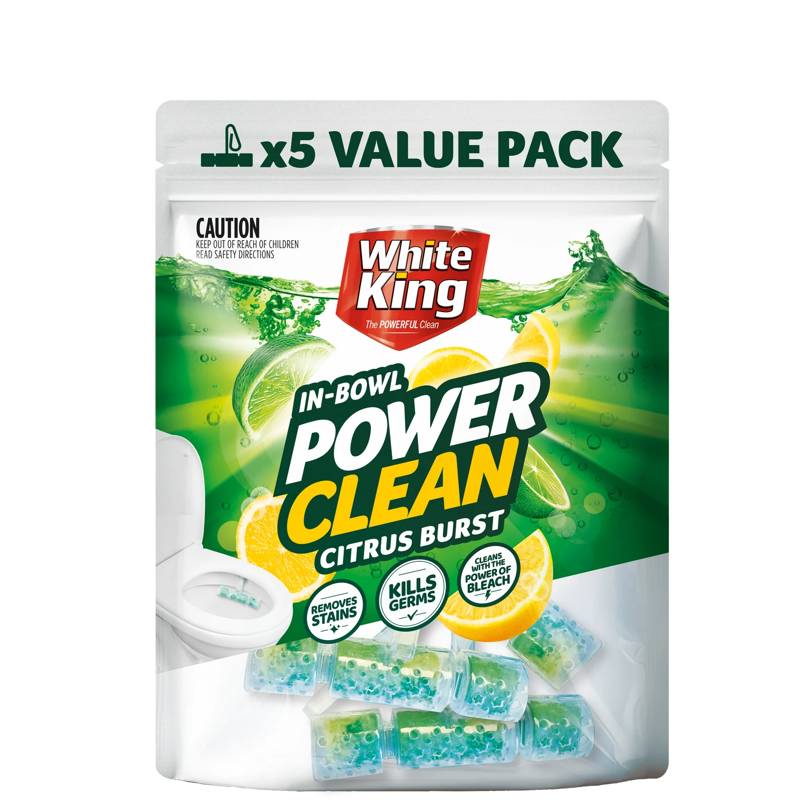 White King Power Clean In-Bowl Toilet Cleaner - 5 Pack
