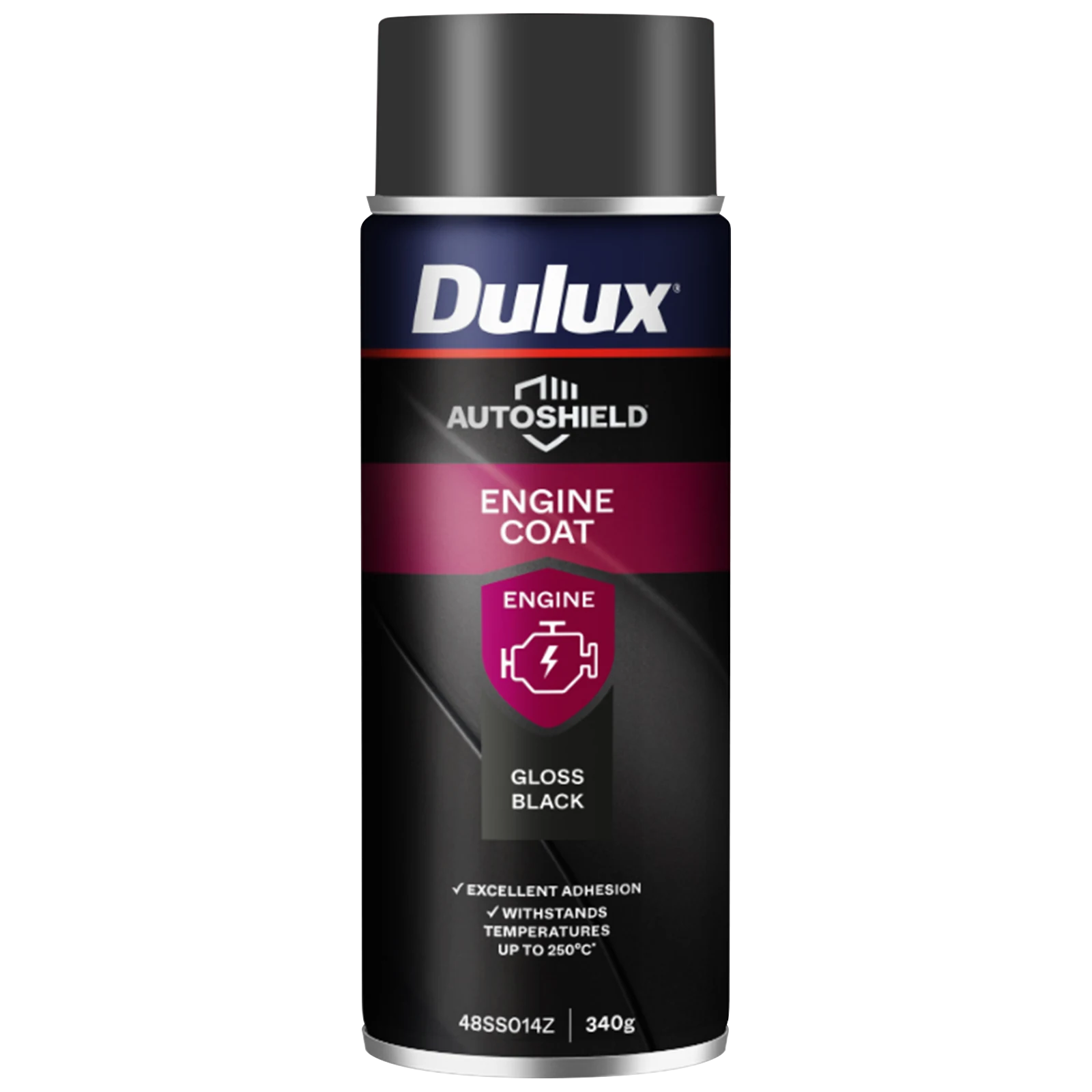 Dulux Autoshield 340g Black Gloss Engine Coat Spray Paint, Heat-Resistant Gloss Black Finish
