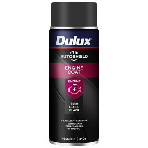 Dulux Autoshield 340g Satin Black Engine Coat Spray Paint, Heat-Resistant Satin Black Finish