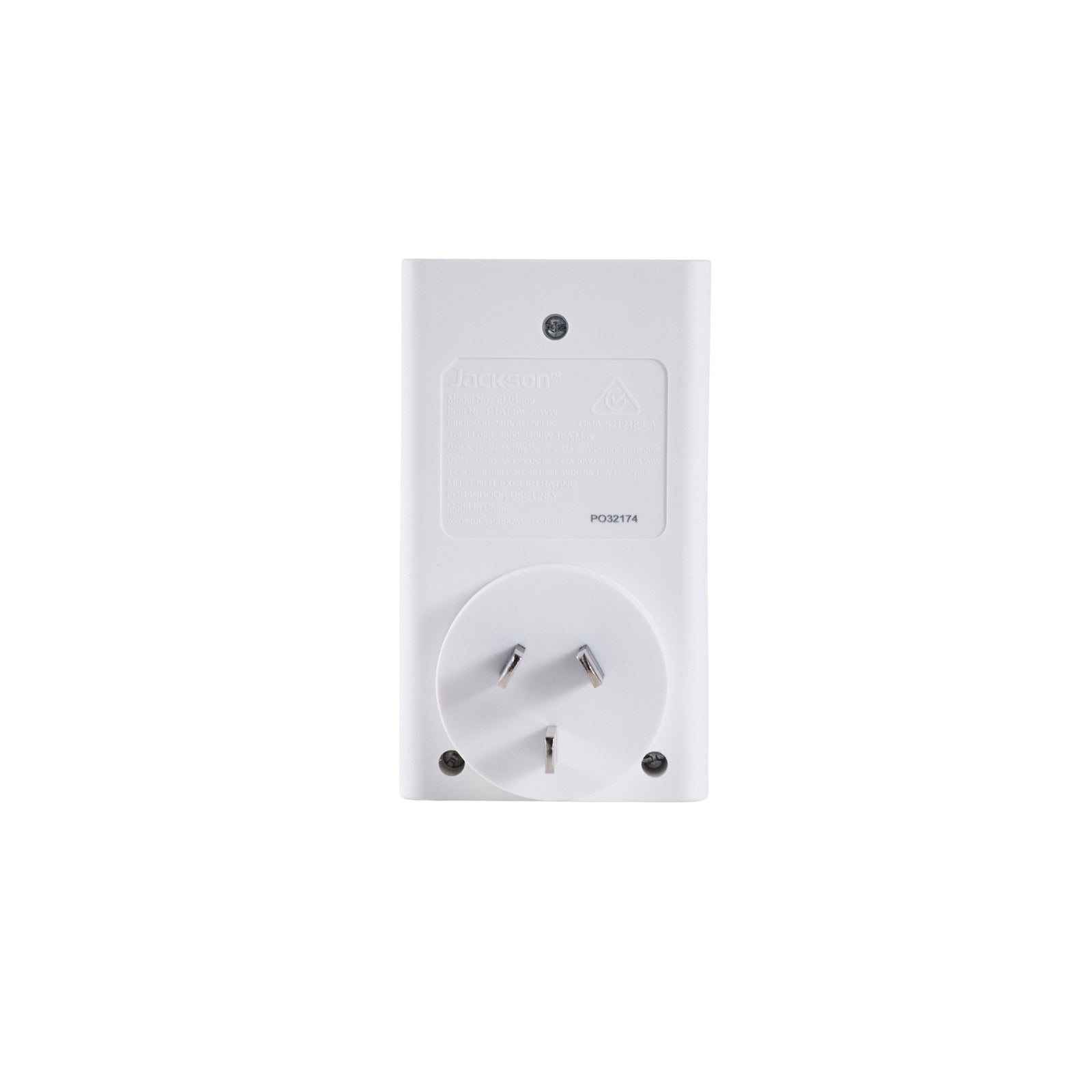 Jackson 1 Outlet Wall Adaptor with USB-A x2 & USB-C PD20W x2, White