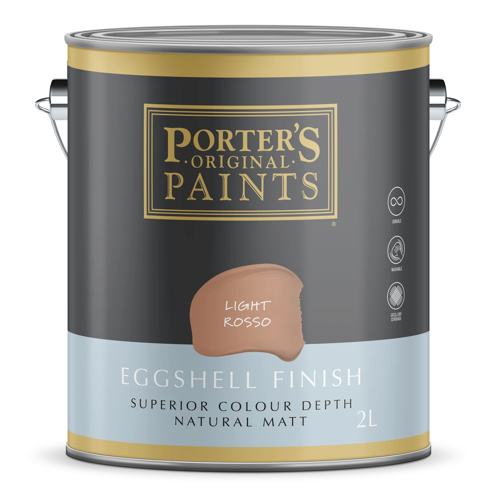 Porter's Paints 2L Light Ross Eggshell Broadwall Interior/Exterior Paint