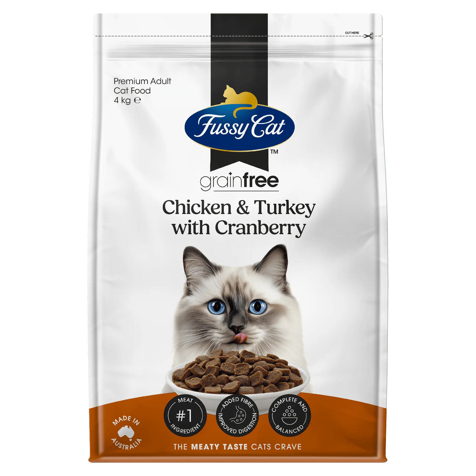 Fussy Cat 4kg Grain Free Chicken & Turkey with Cranberry Dry Cat Food