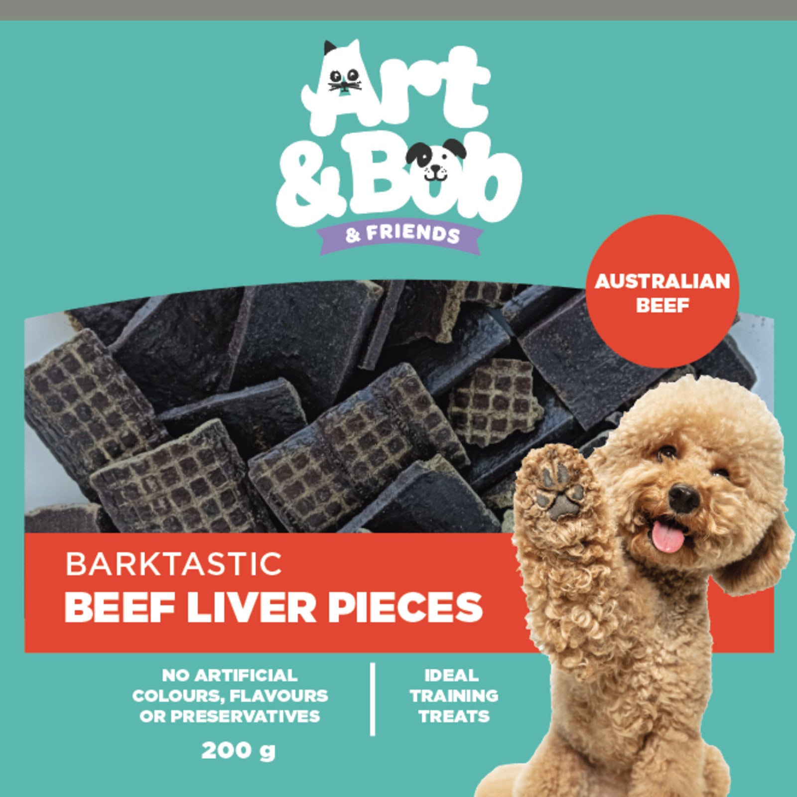 Art & Bob Beef Liver Pieces Dog Treats - 200g, Grain Free, Australian Made