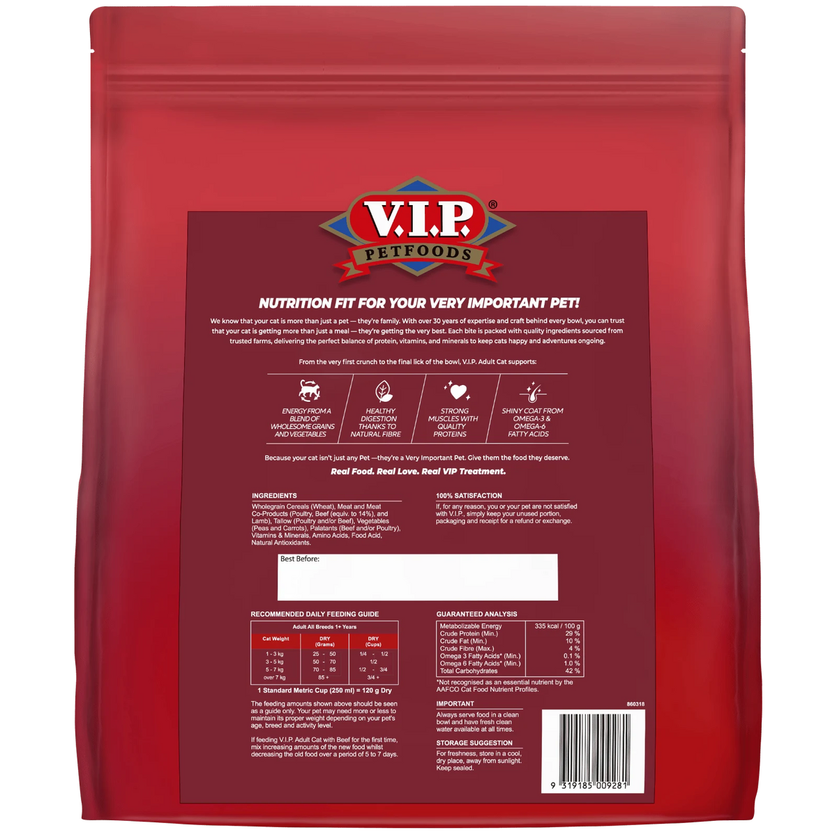 VIP 6kg Beef Dry Cat Food