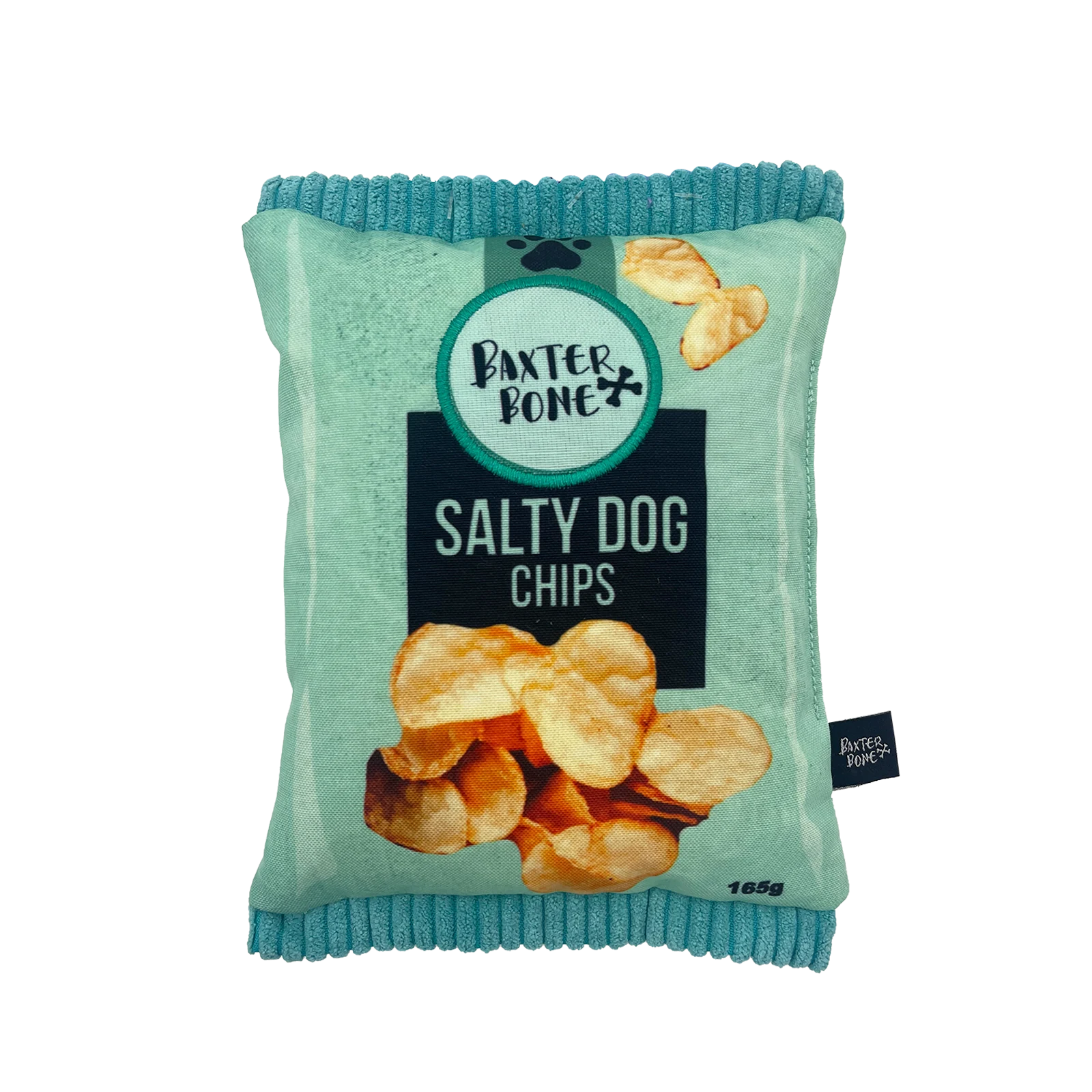 Baxter Bone Salty Dog Chips Plush Crinkle Dog Toy - Aqua