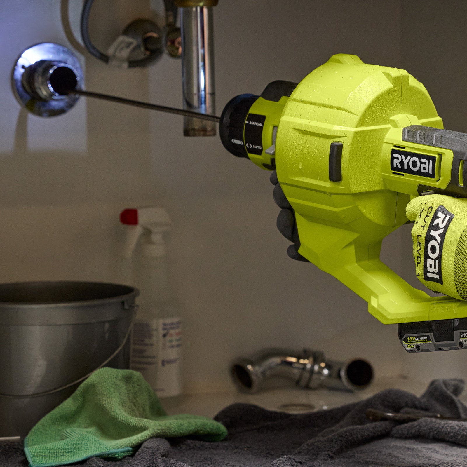 Ryobi 18V ONE+ 7.6m Cordless Drain Auger RDA1825 - Tool Only
