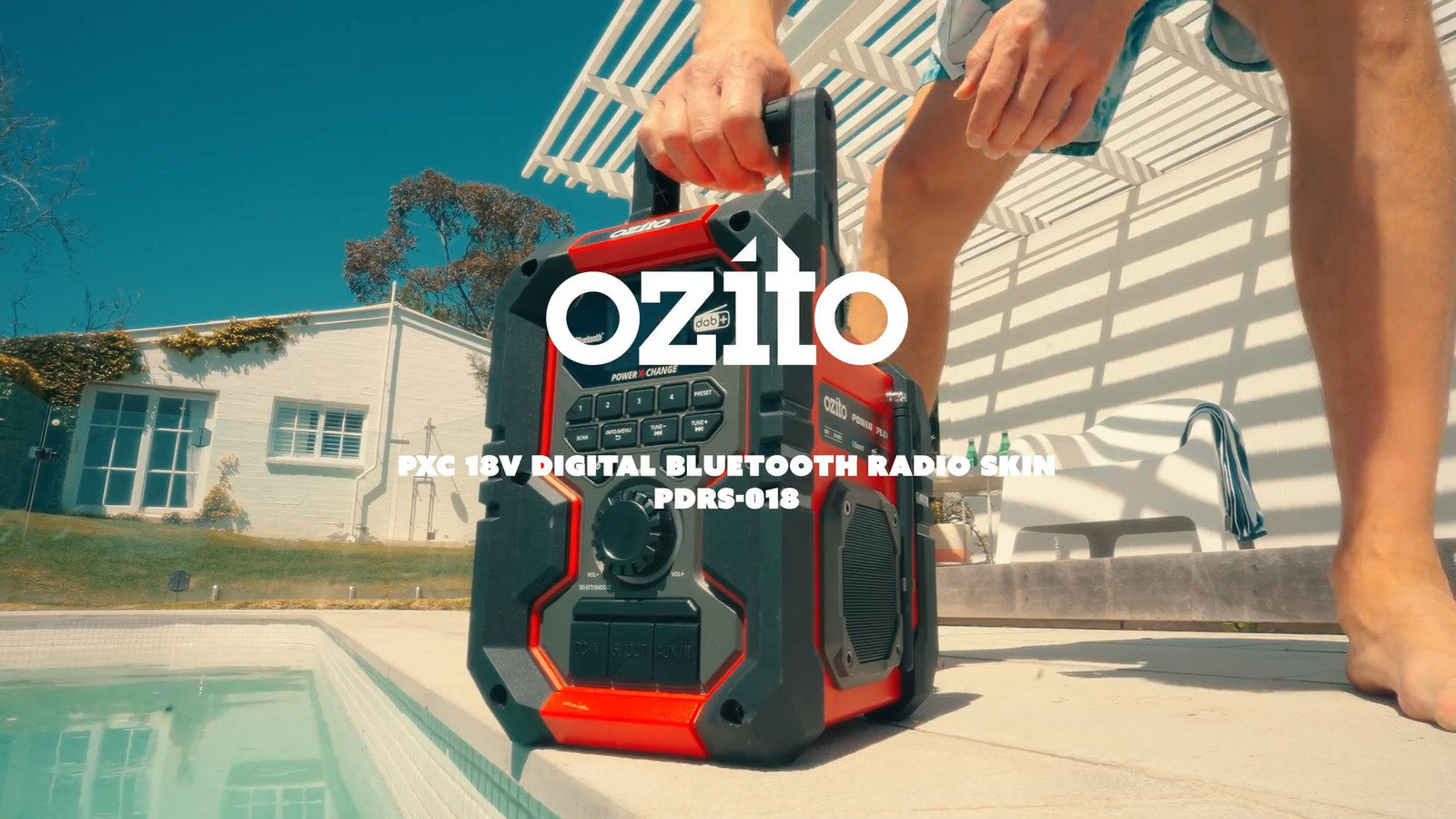 Ozito PXC 18V Cordless DAB+ FM Digital Radio, Bluetooth, LCD Display PDRS-018